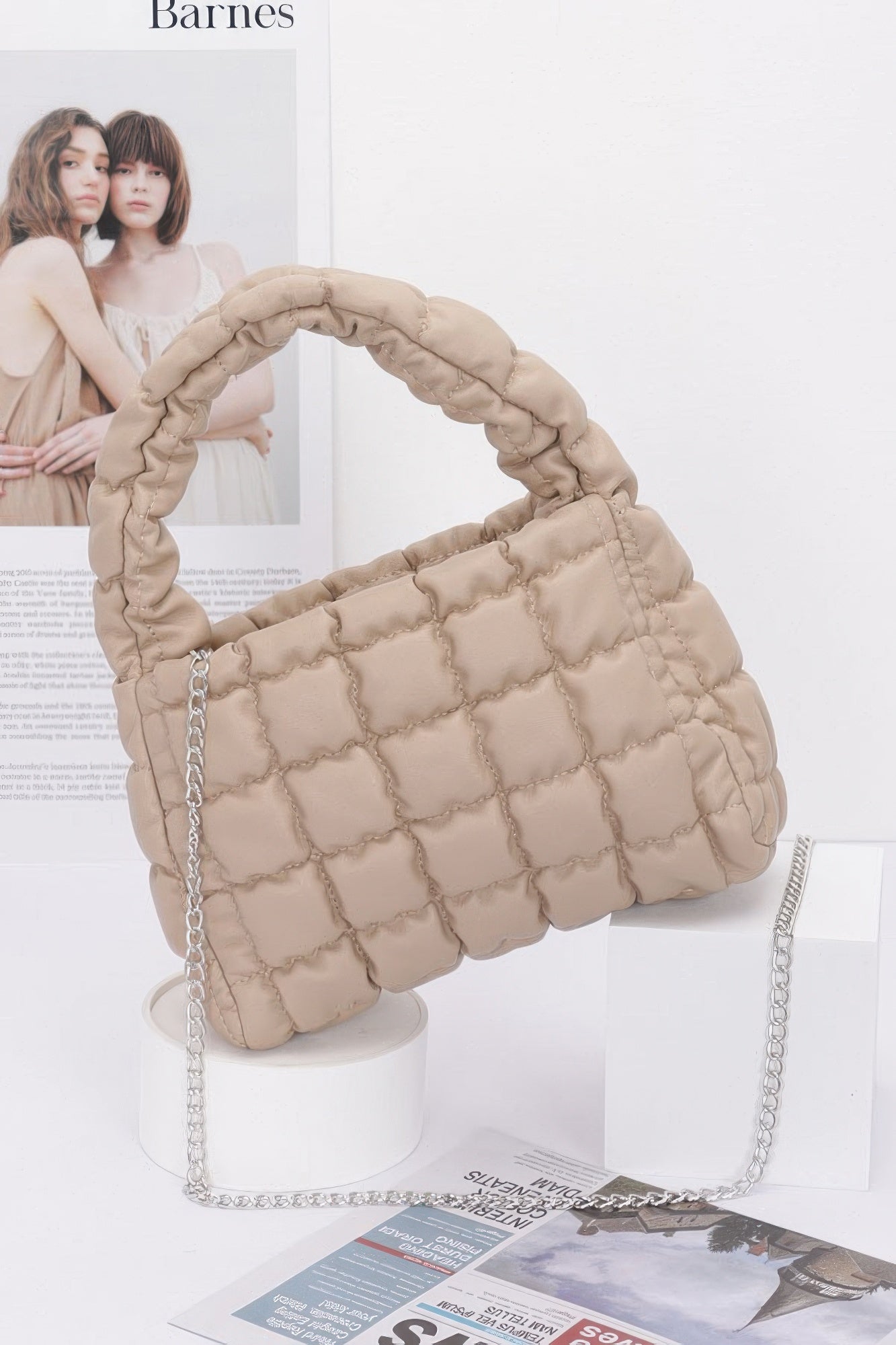 Quilted Faux Leather Padded Handle Bag product image