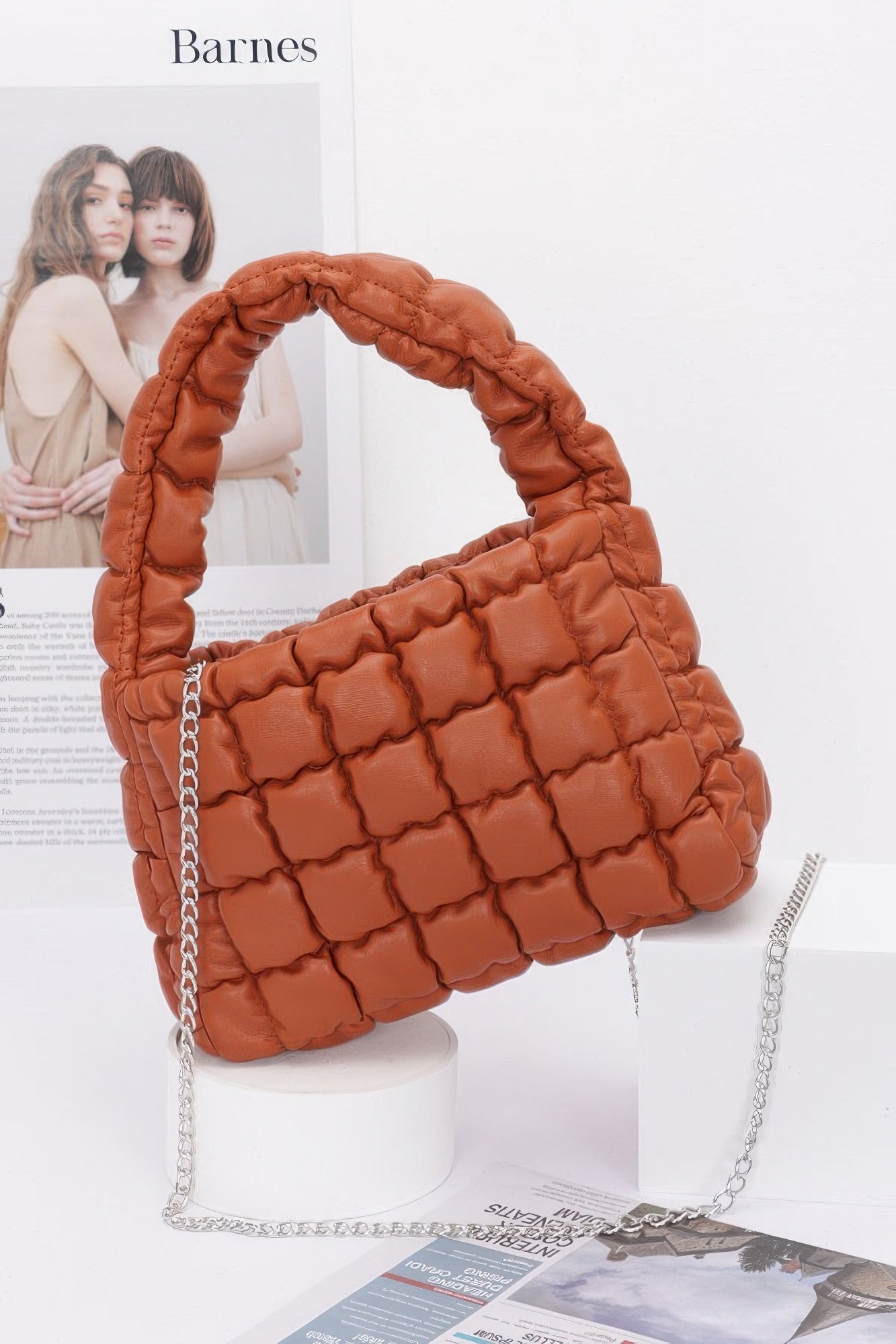 Quilted Faux Leather Padded Handle Bag product image