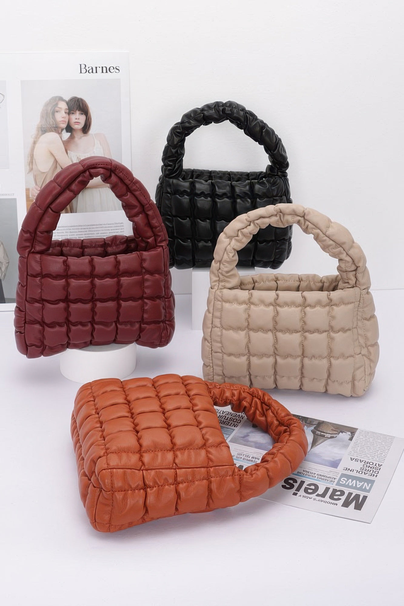 Quilted Faux Leather Padded Handle Bag product image