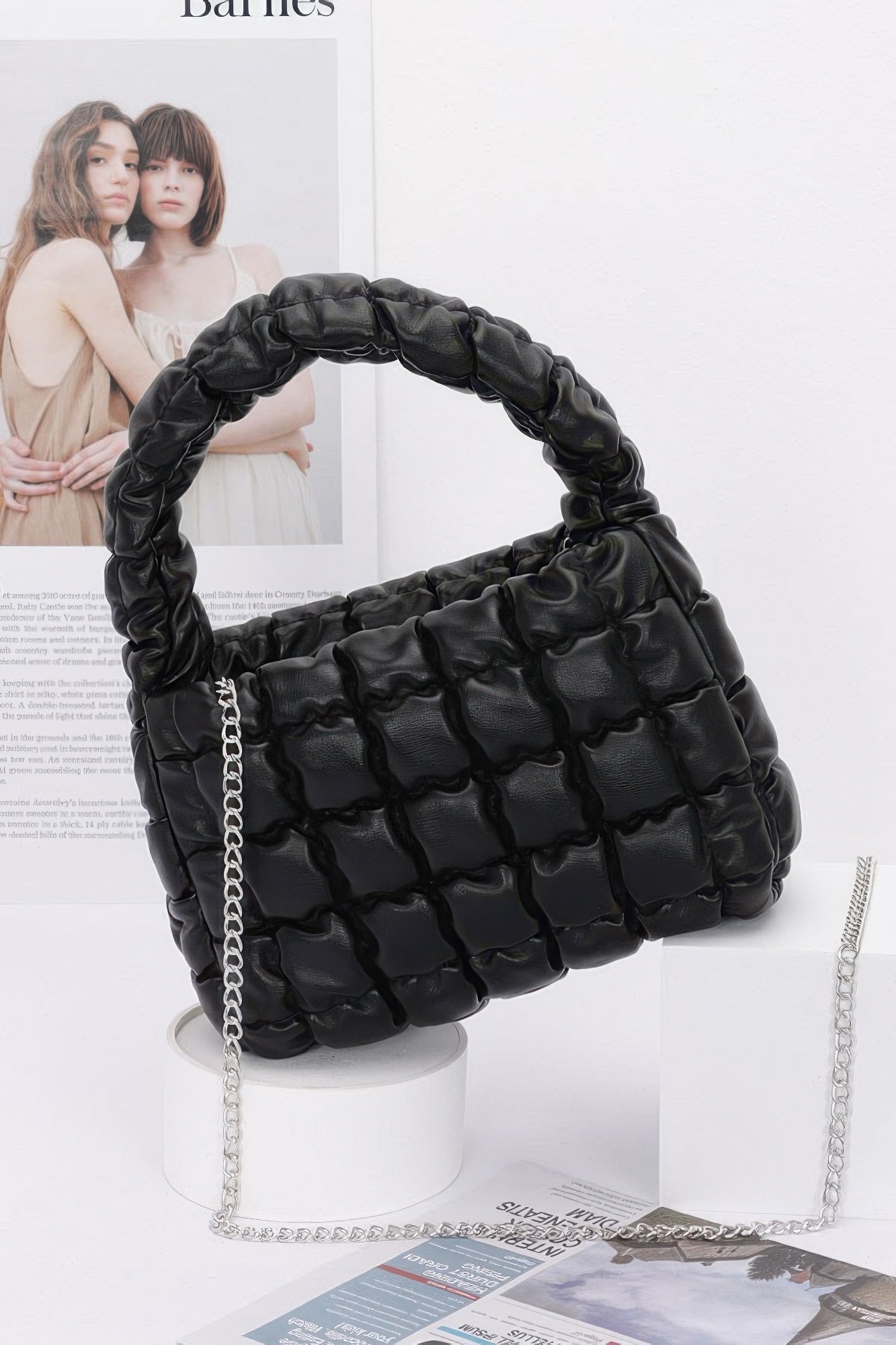 Quilted Faux Leather Padded Handle Bag product image