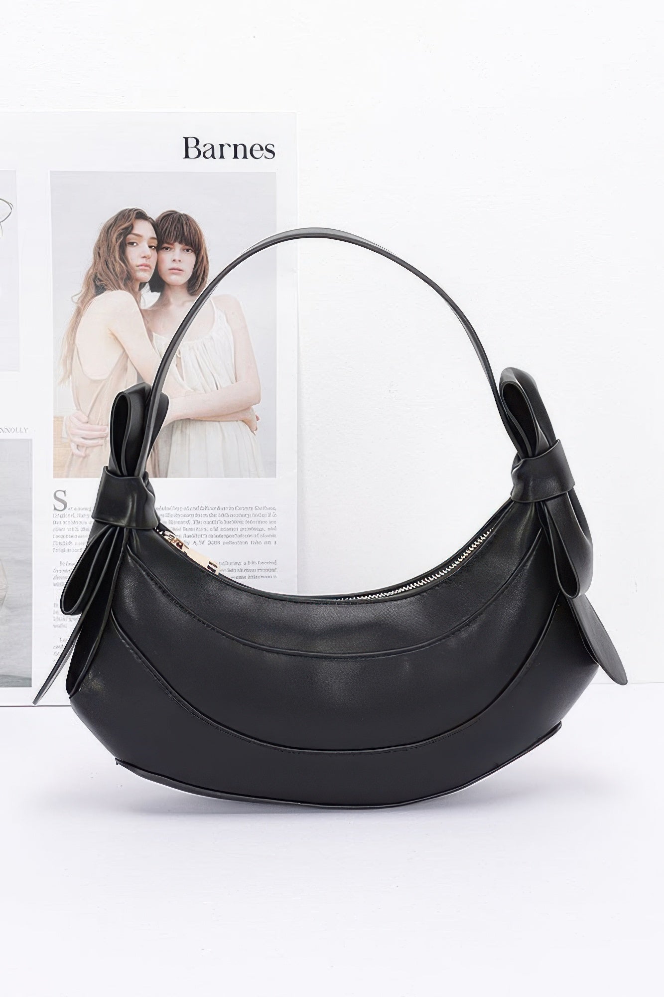 Faux Leather Hobo Bag W/ Bows product image
