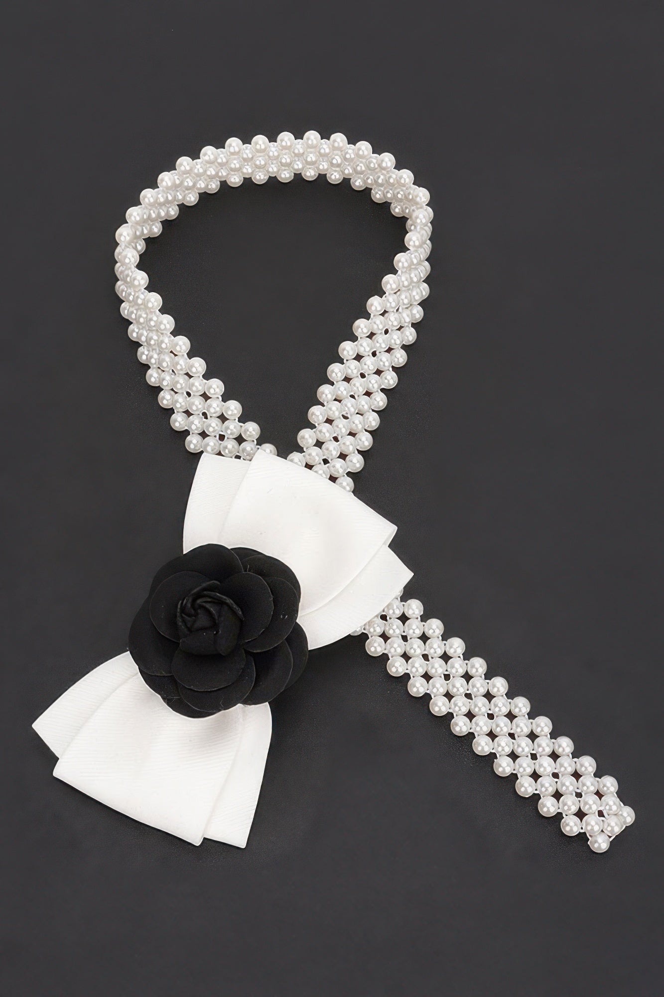 Flower Ribbon Faux Pearl Stretch Belt product image