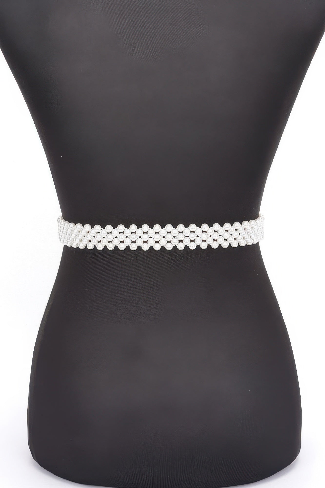 Flower Ribbon Faux Pearl Stretch Belt product image