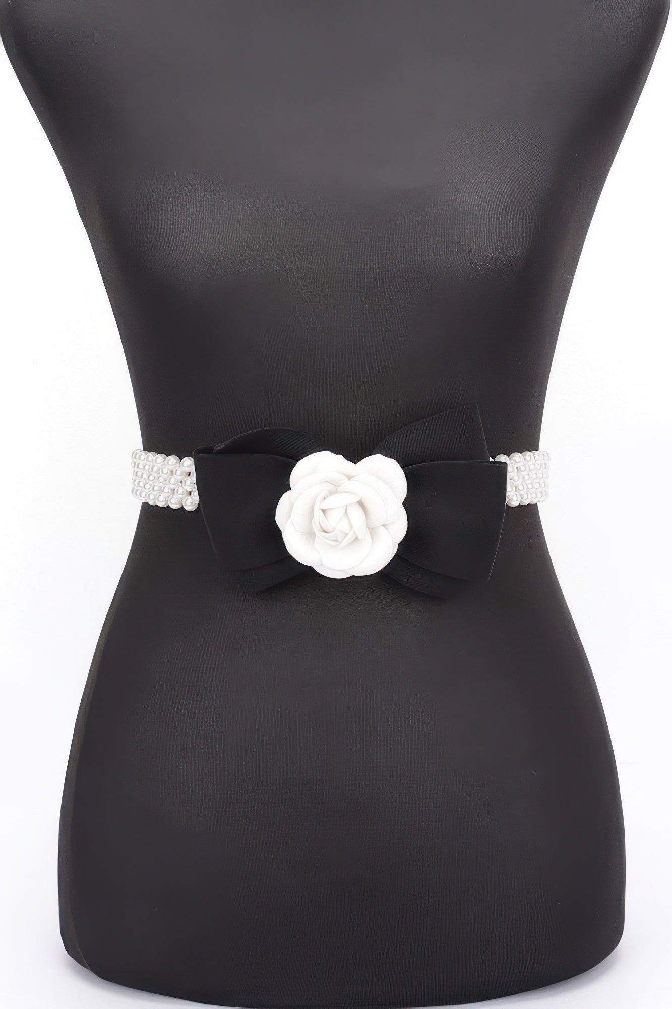 Flower Ribbon Faux Pearl Stretch Belt product image