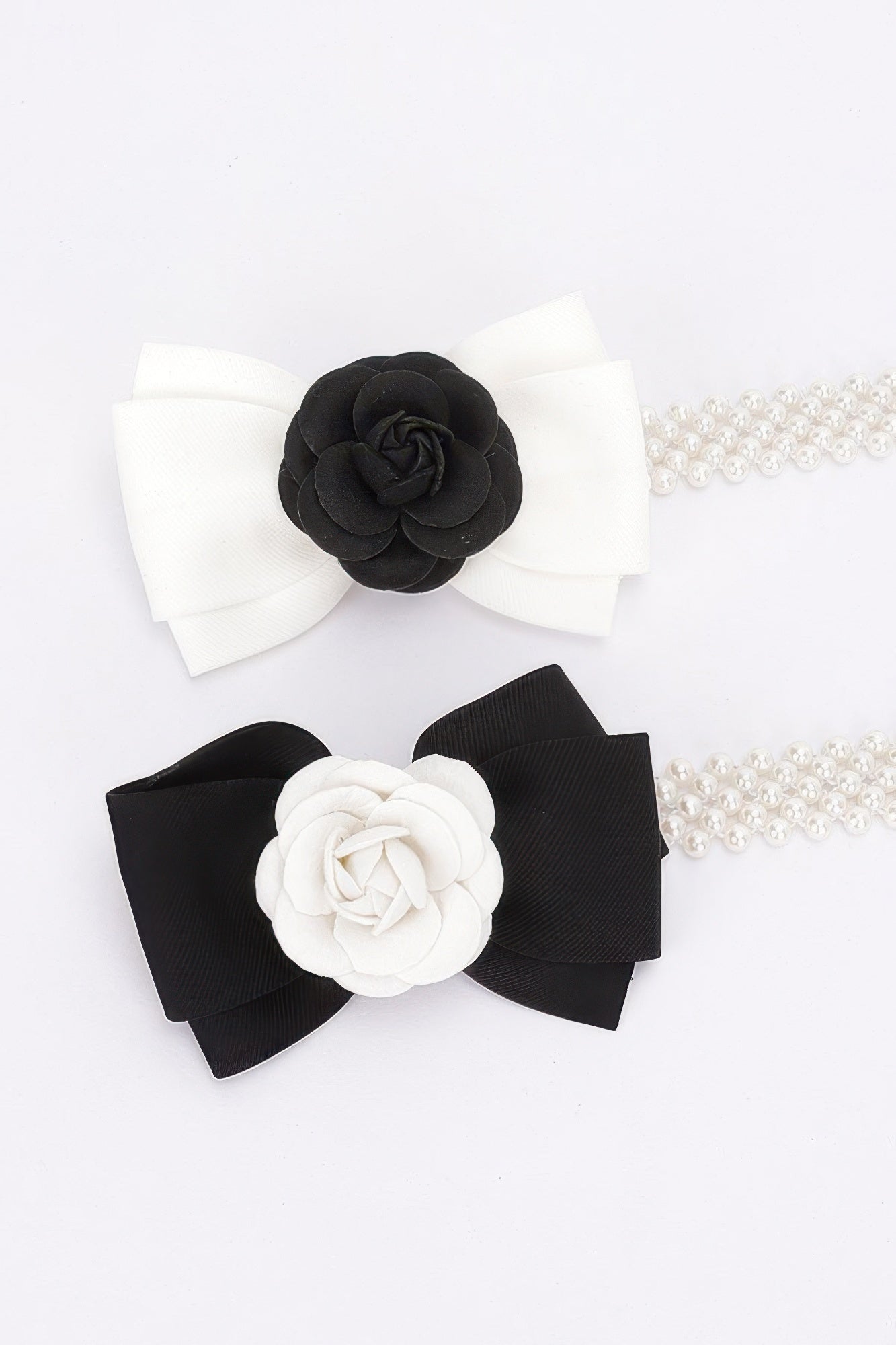 Flower Ribbon Faux Pearl Stretch Belt product image