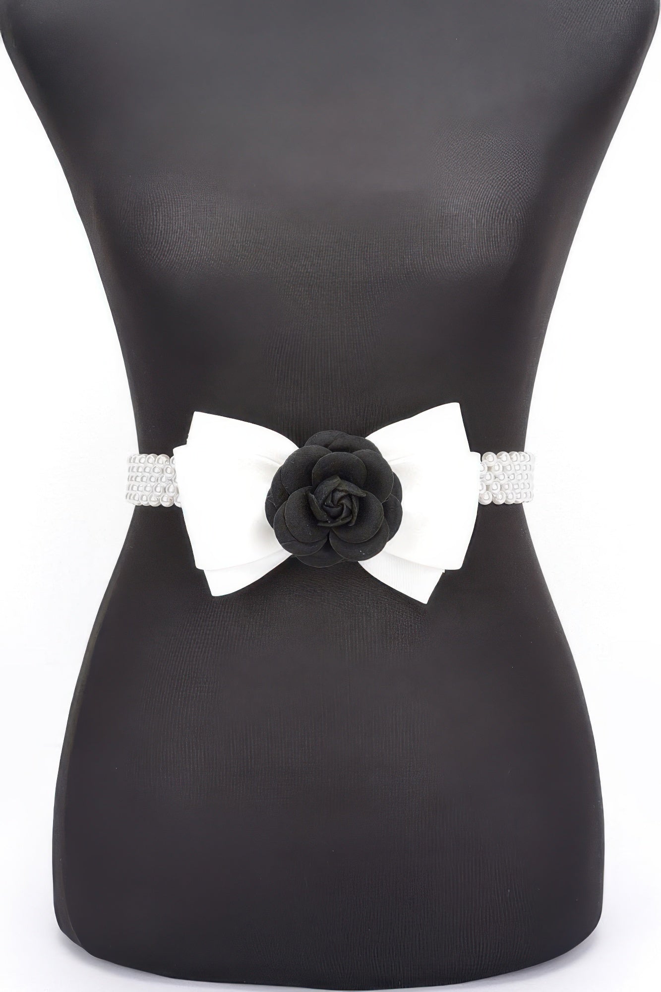 Flower Ribbon Faux Pearl Stretch Belt product image