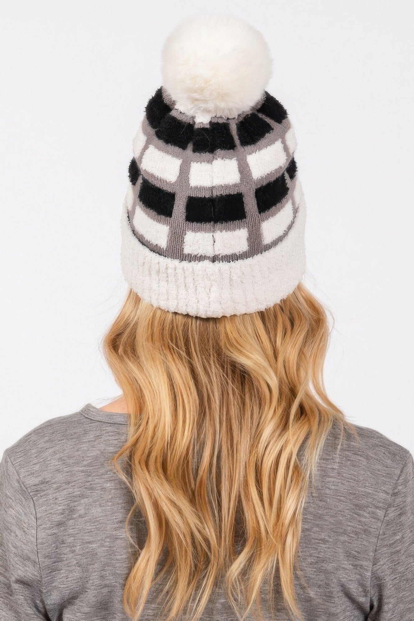 Cozy Color Blocked Pom Pom Beanie product image