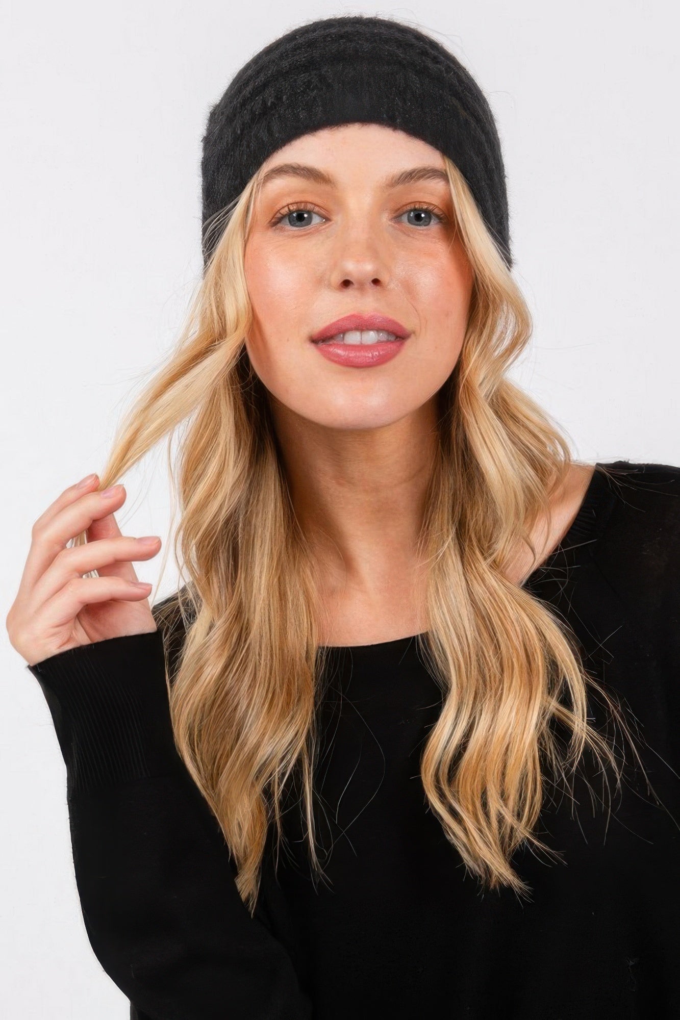 Fuzzy Cable Knit Headband product image