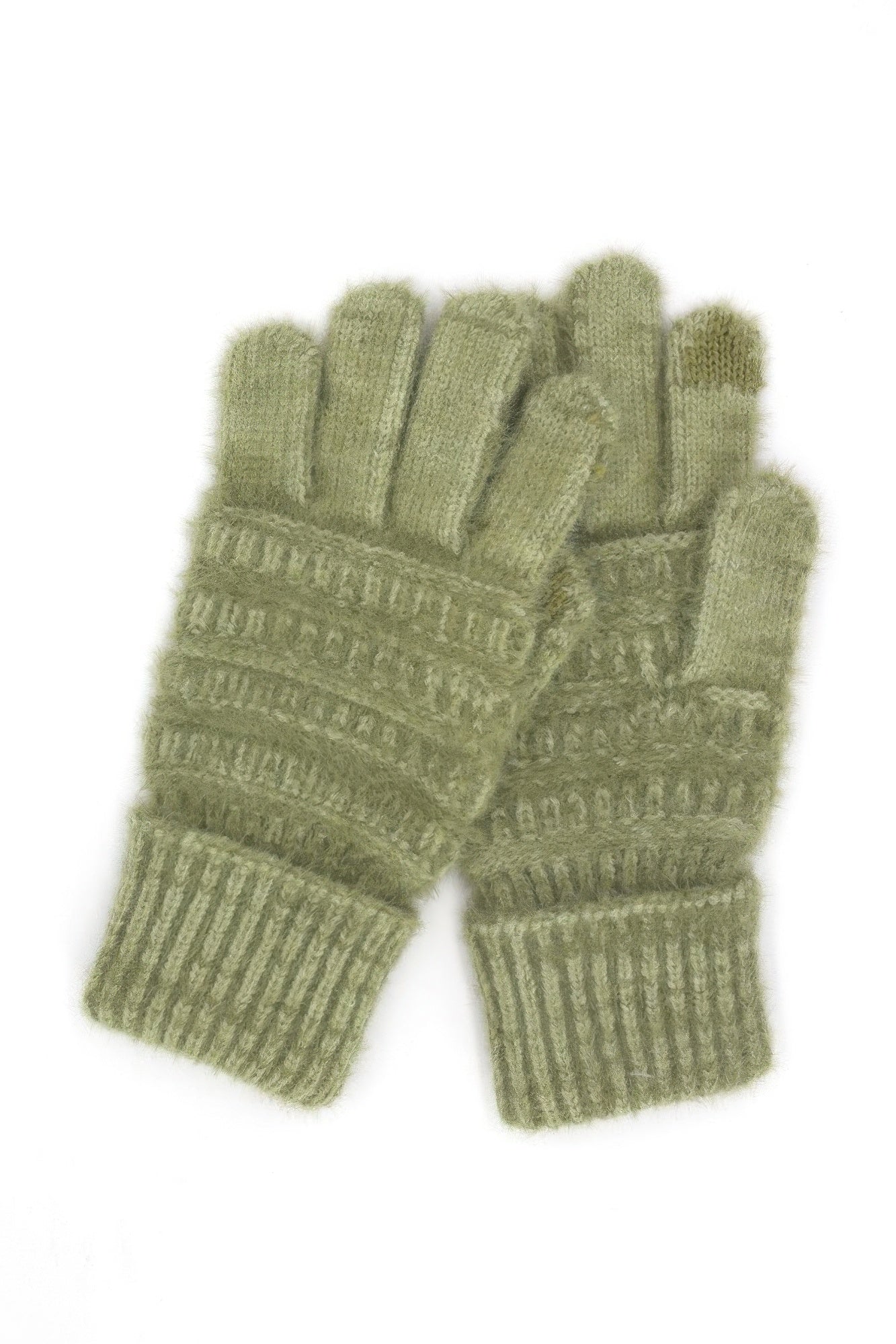 Fuzzy Cable Knit Smart Touch Gloves product image