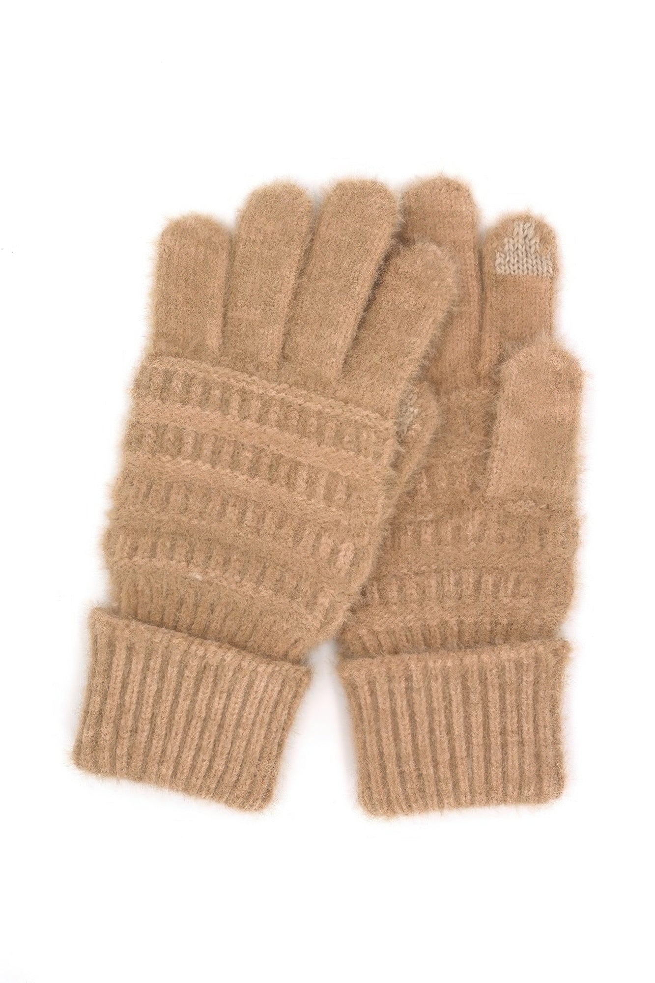 Fuzzy Cable Knit Smart Touch Gloves product image