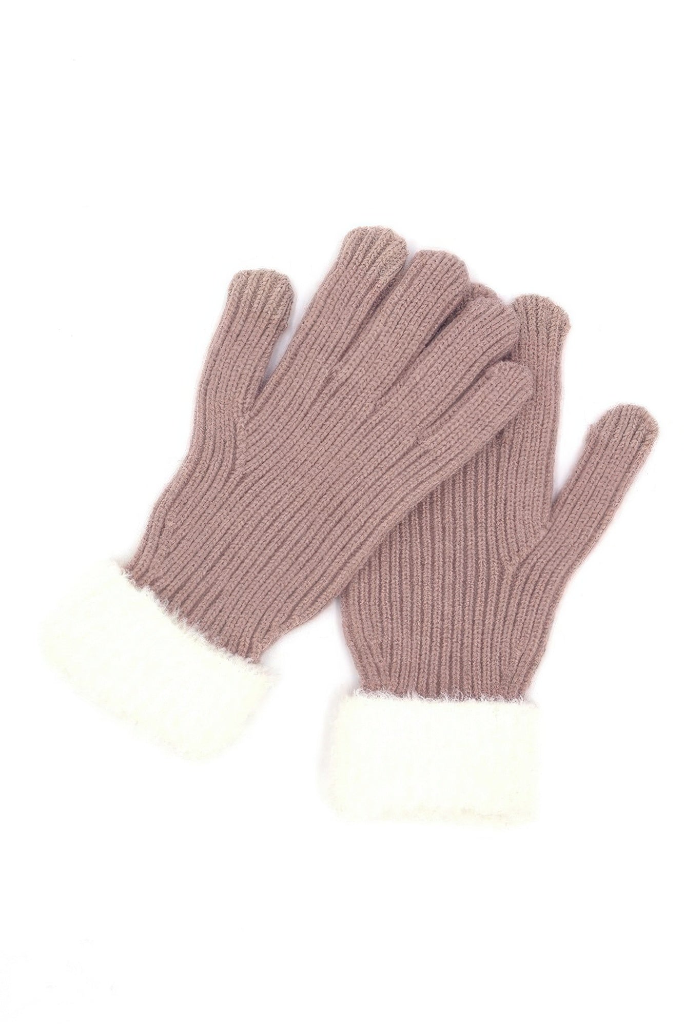 Faux Fur Cuff Smart Touch Knit Gloves product image