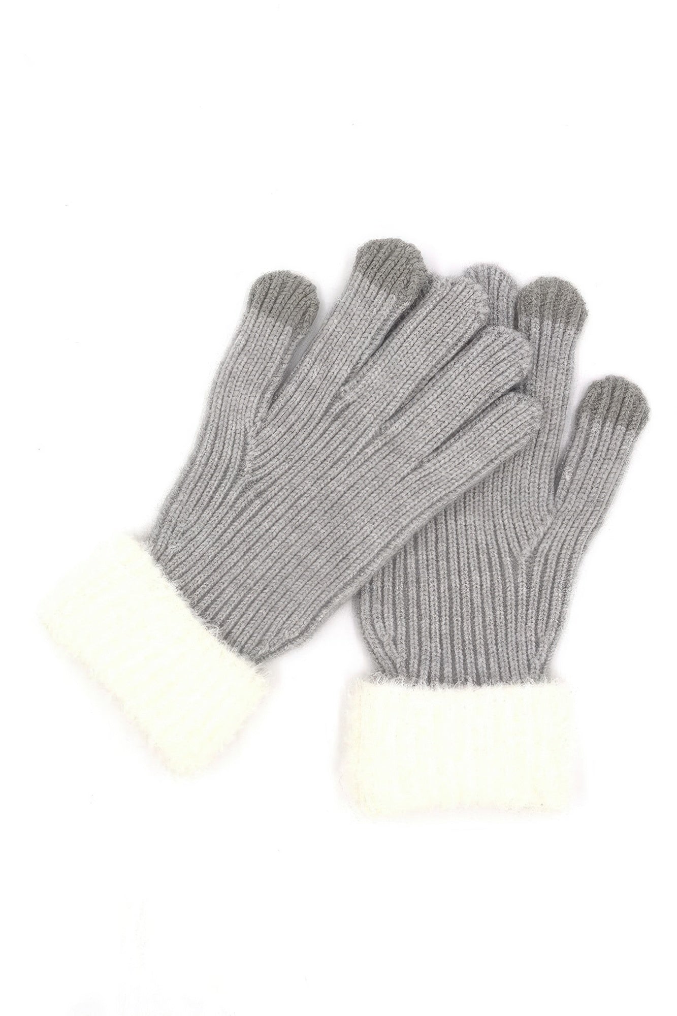 Faux Fur Cuff Smart Touch Knit Gloves product image