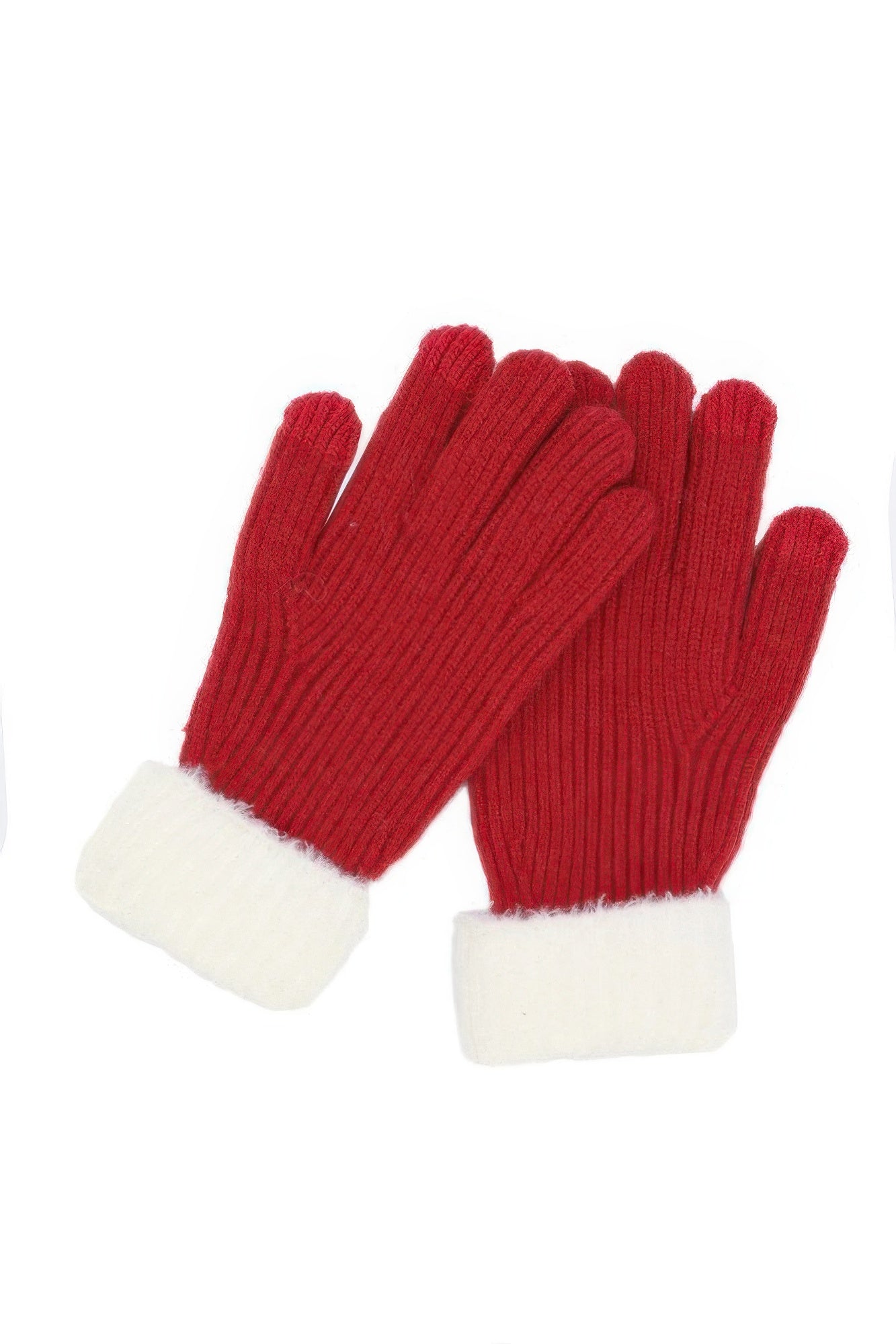Faux Fur Cuff Smart Touch Knit Gloves product image