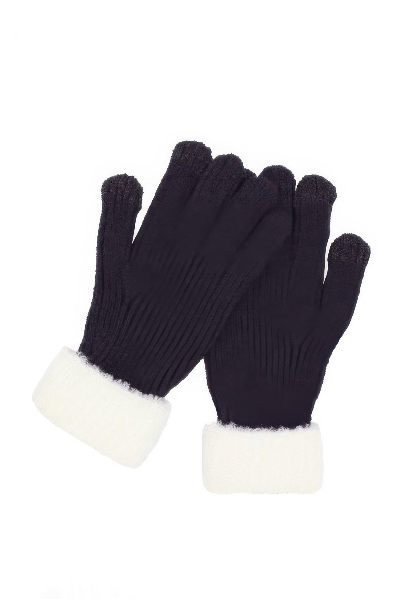 Faux Fur Cuff Smart Touch Knit Gloves product image
