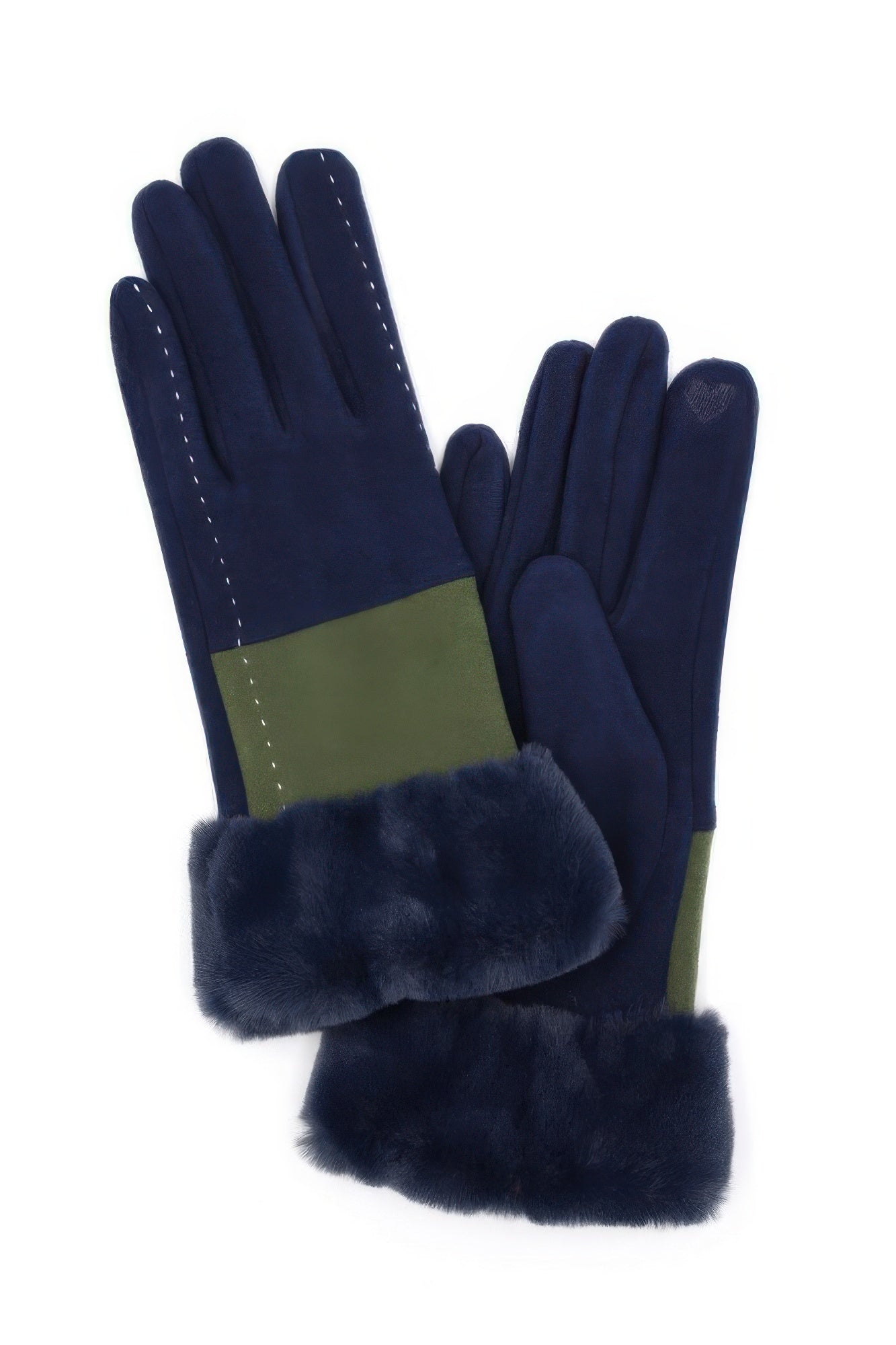 Two Tone And Stitch Lines Fauxfur Smarttouchgloves product image