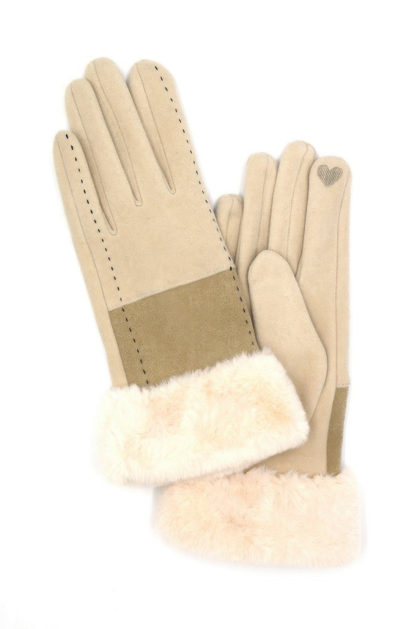 Two Tone And Stitch Lines Fauxfur Smarttouchgloves product image