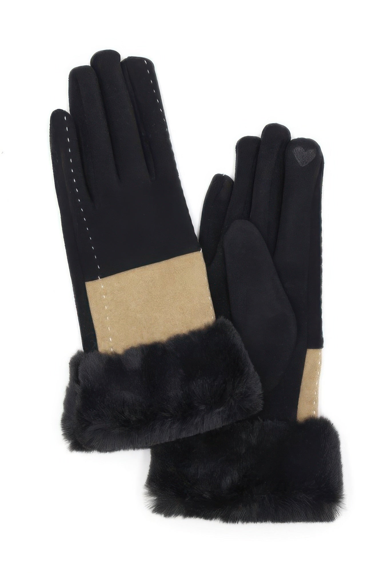 Two Tone And Stitch Lines Fauxfur Smarttouchgloves product image