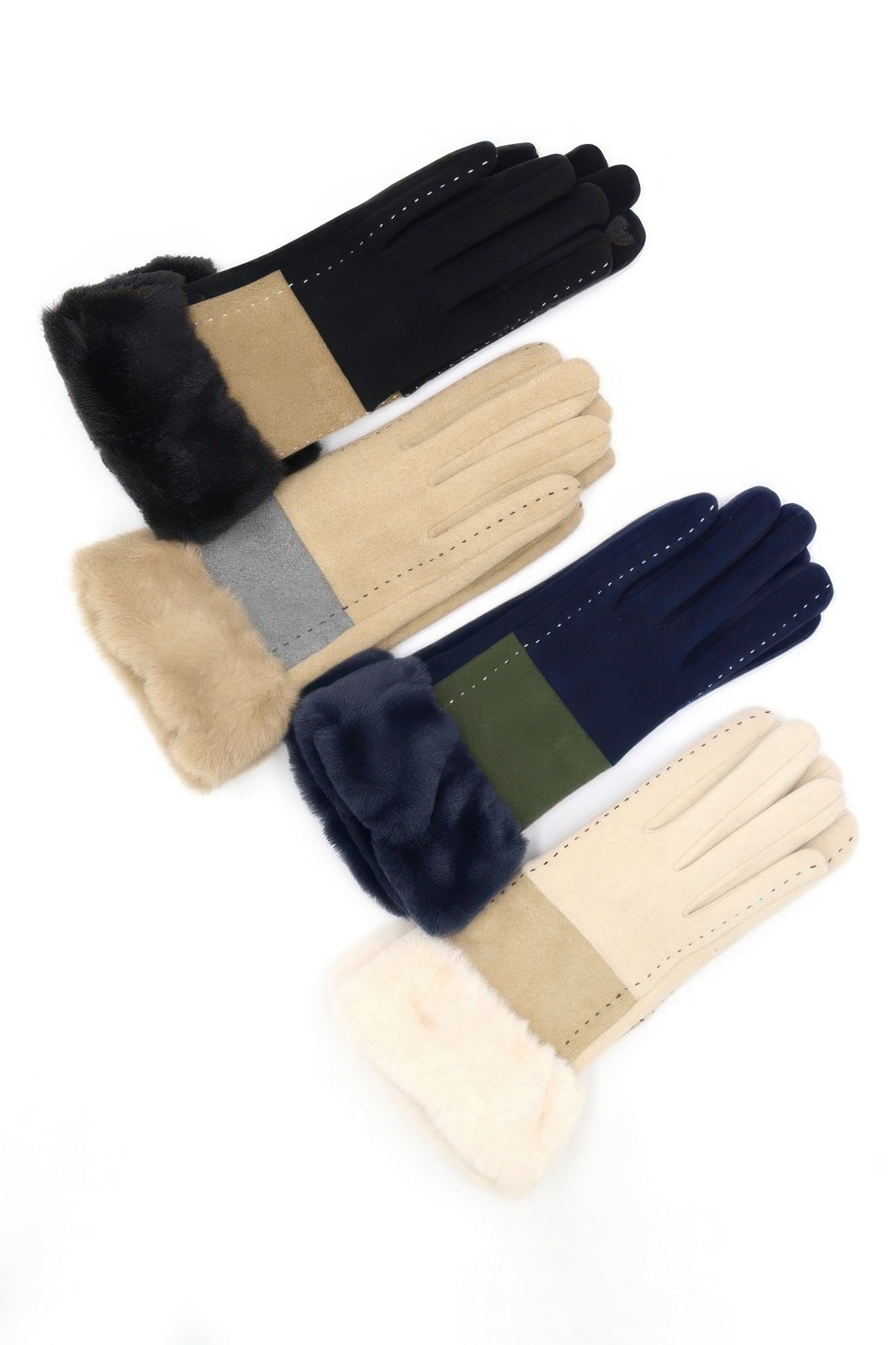 Two Tone And Stitch Lines Fauxfur Smarttouchgloves product image
