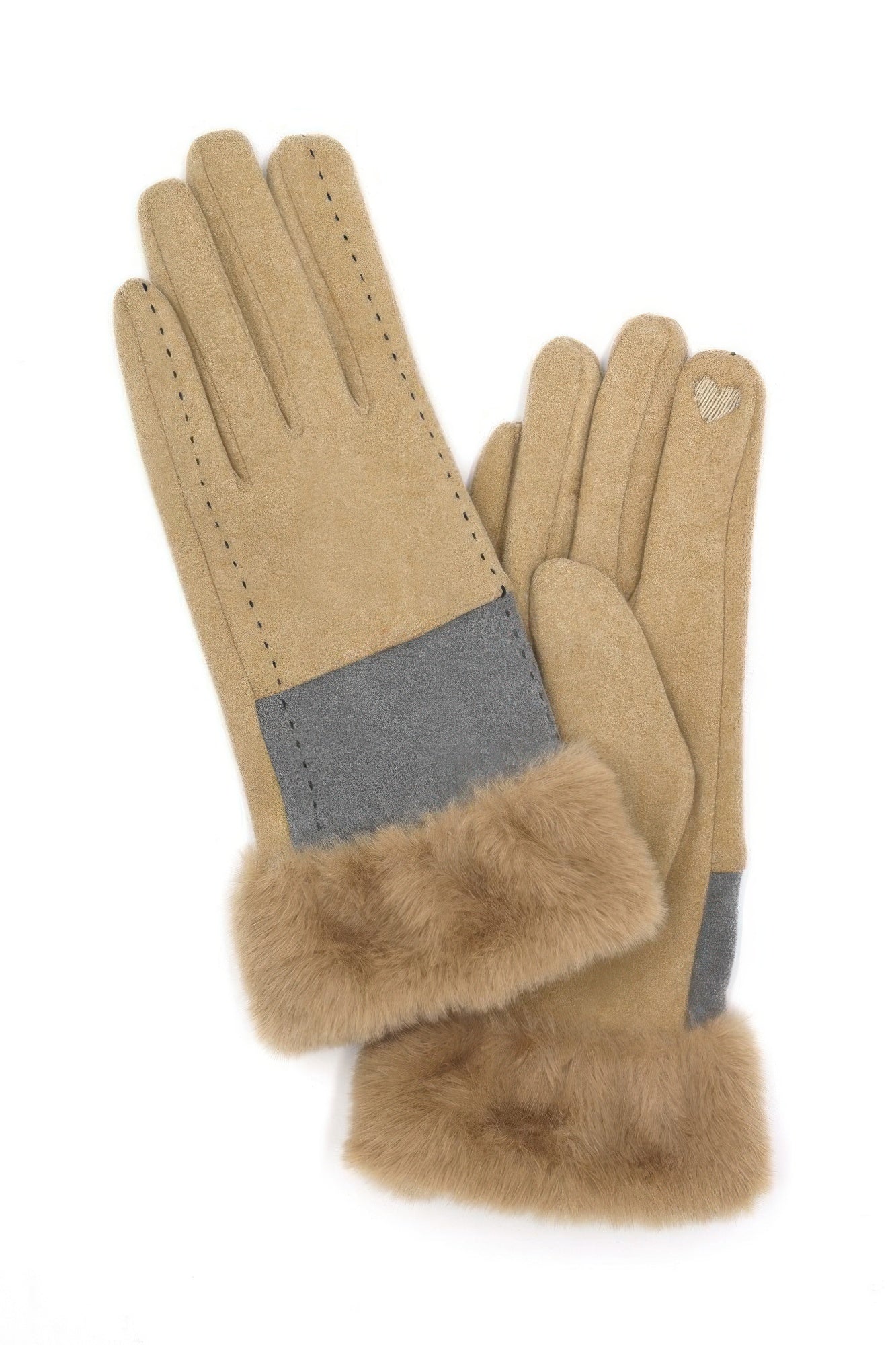 Two Tone And Stitch Lines Fauxfur Smarttouchgloves product image