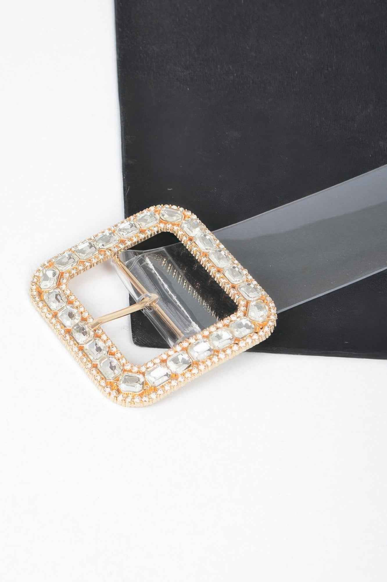 Stone Metal Buckle Clear Plus Size Belt Stone Metal Buckle Clear Plus Size Belt