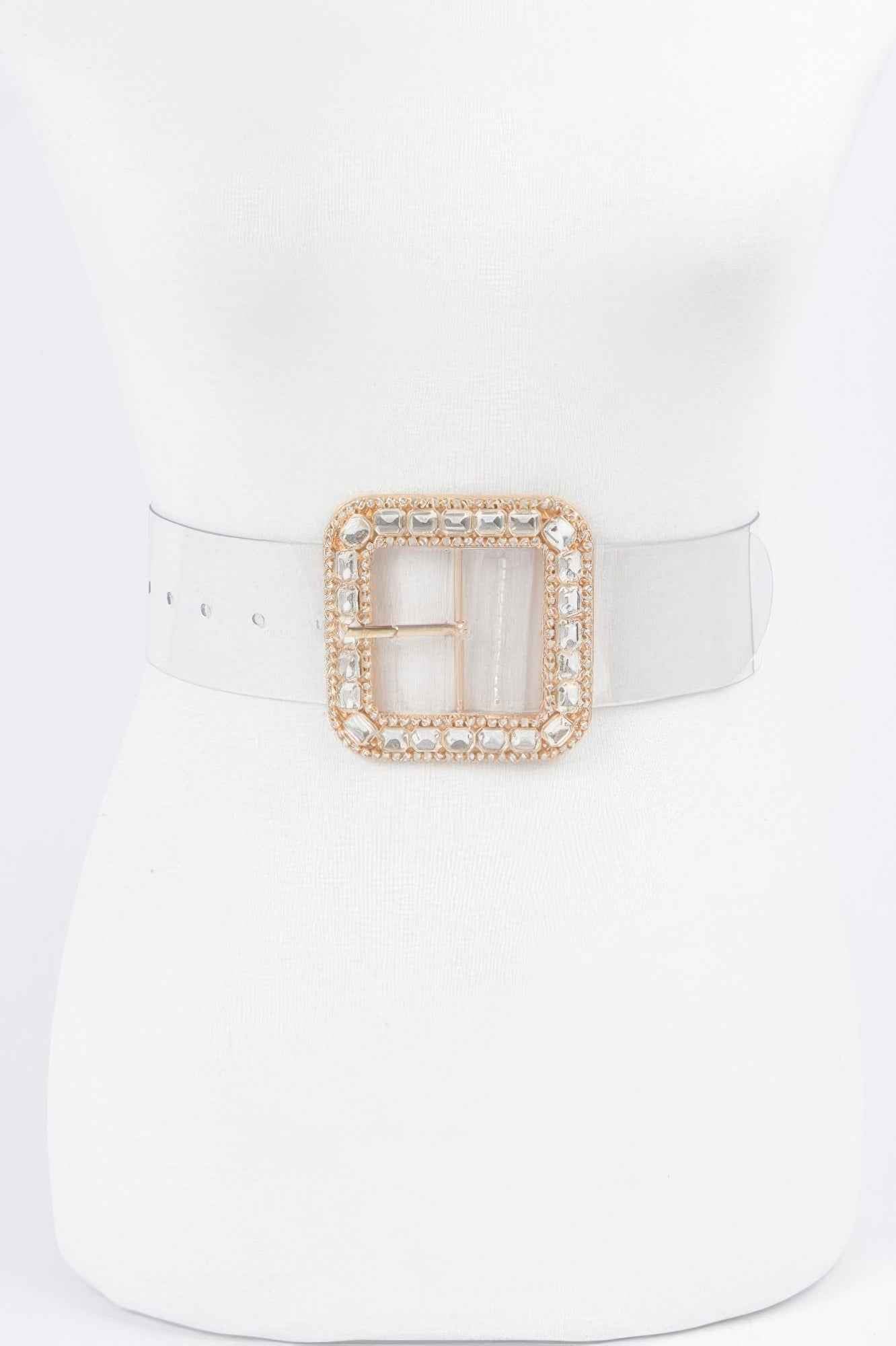 Stone Metal Buckle Clear Plus Size Belt Stone Metal Buckle Clear Plus Size Belt