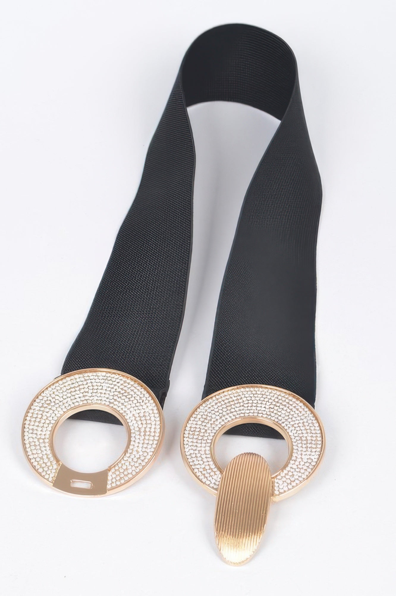 Rhinestone Two Buckle Elastic Belt product image