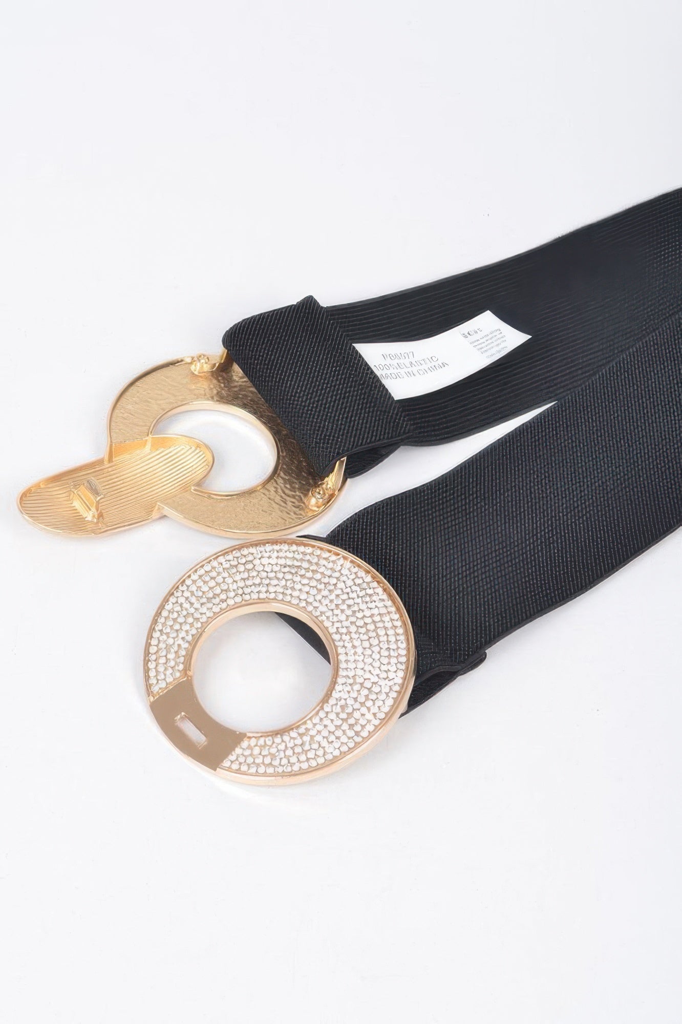 Rhinestone Two Buckle Elastic Belt product image