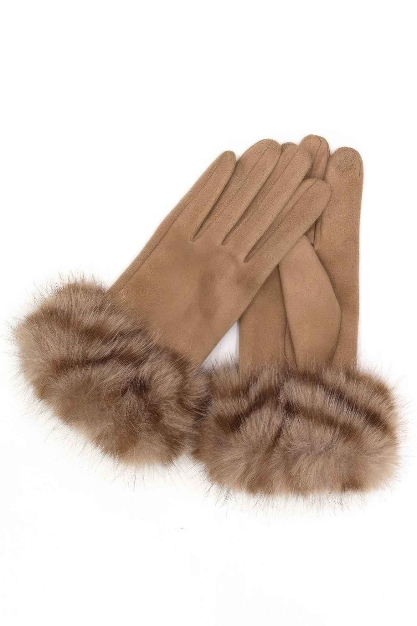Mixed Color Faux Fur Smart Touch Gloves Mixed Color Faux Fur Smart Touch Gloves