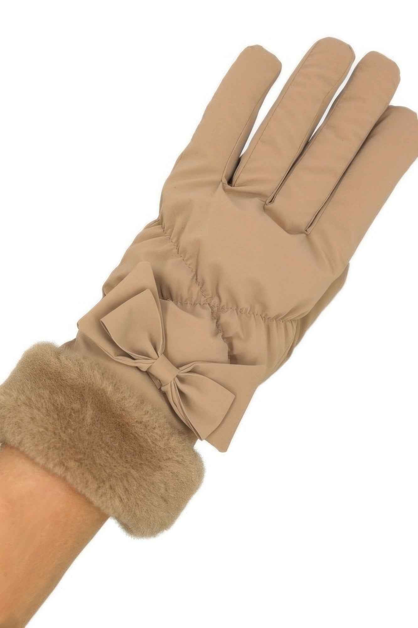 Bow And Faux Fur Cuff Fleece Smart Touch Gloves Bow And Faux Fur Cuff Fleece Smart Touch Gloves