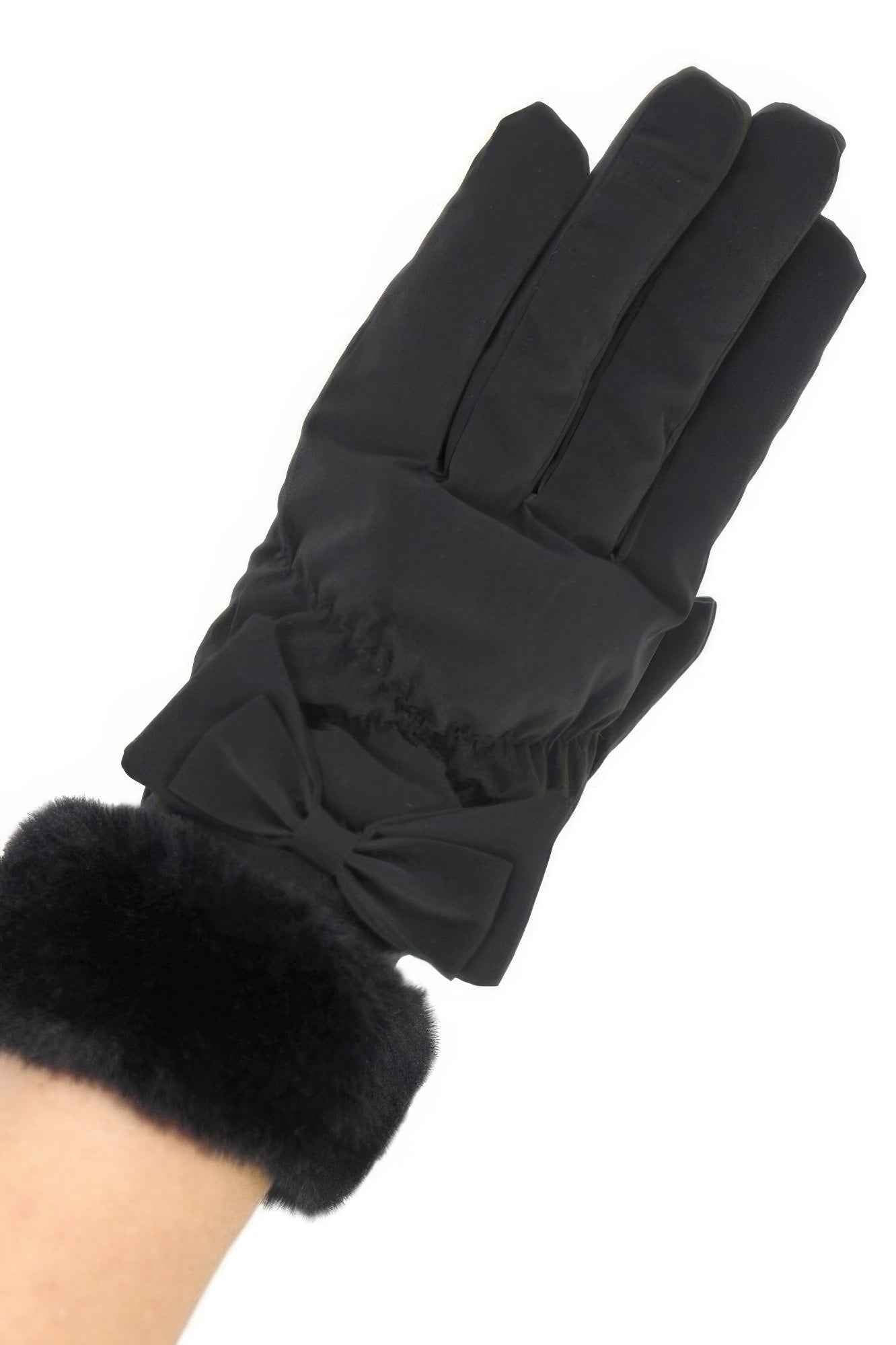 Bow And Faux Fur Cuff Fleece Smart Touch Gloves Bow And Faux Fur Cuff Fleece Smart Touch Gloves