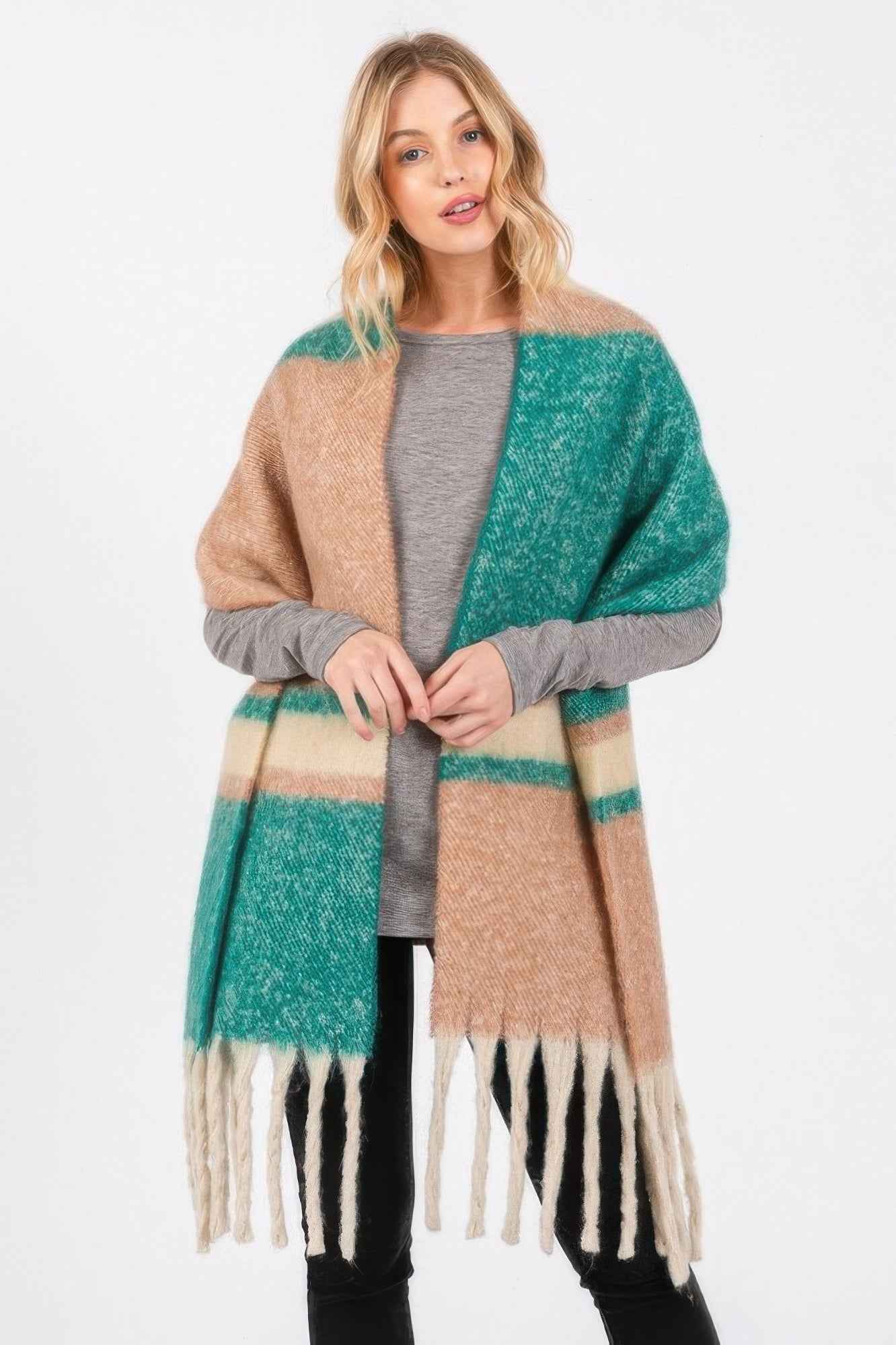 Brushed Multi Color Stripe Scarf Brushed Multi Color Stripe Scarf