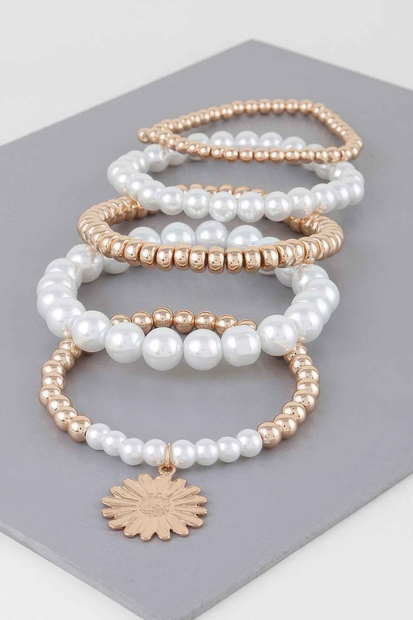 Pearl Beaded Sunflower Bracelet Pearl Beaded Sunflower Bracelet