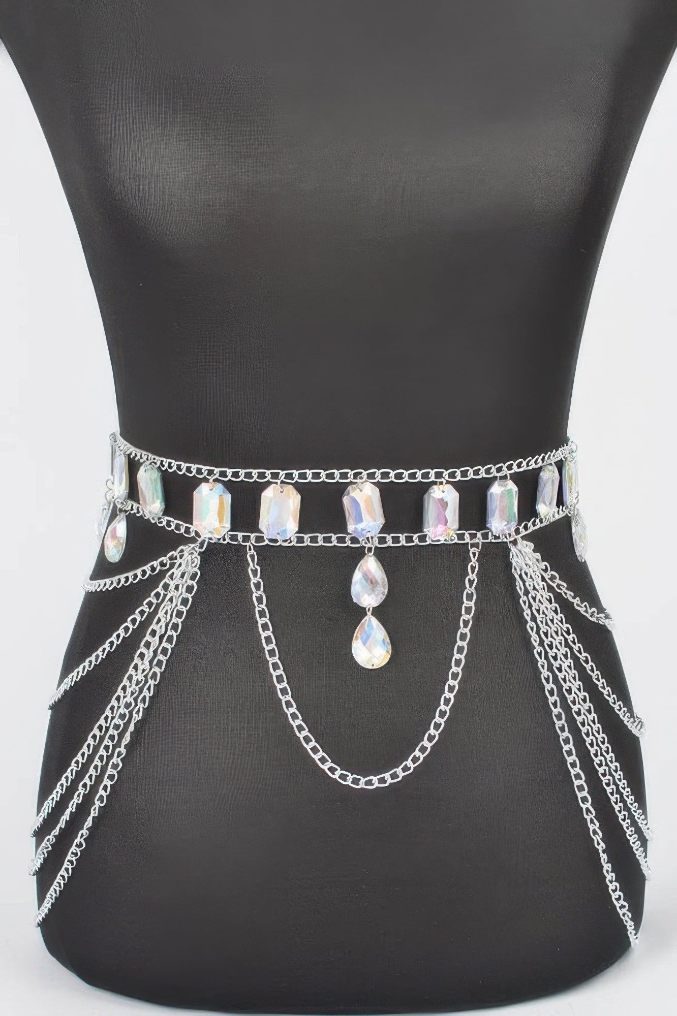 Metal Layered Chain Belt W/acrylic Stone product image