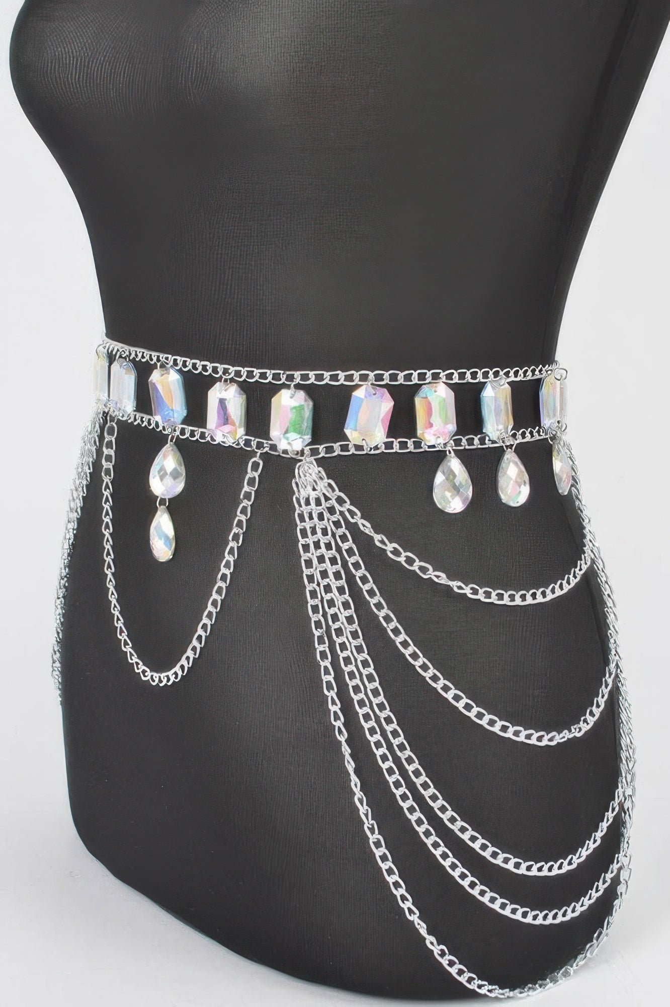 Metal Layered Chain Belt W/acrylic Stone product image