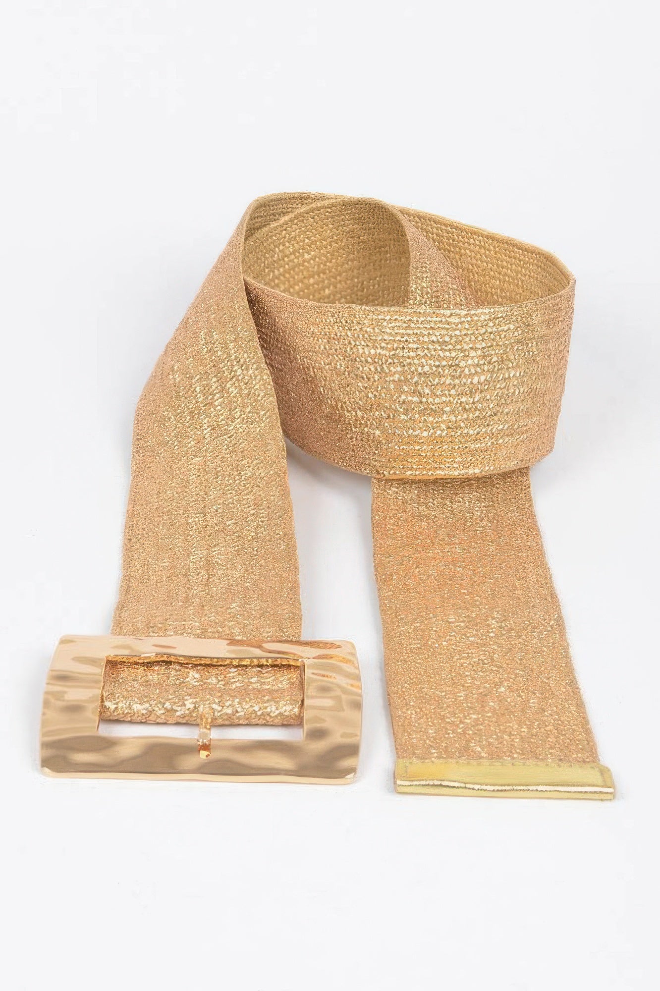 Rectangle Metal Buckle Stretch Plussize Straw Belt product image