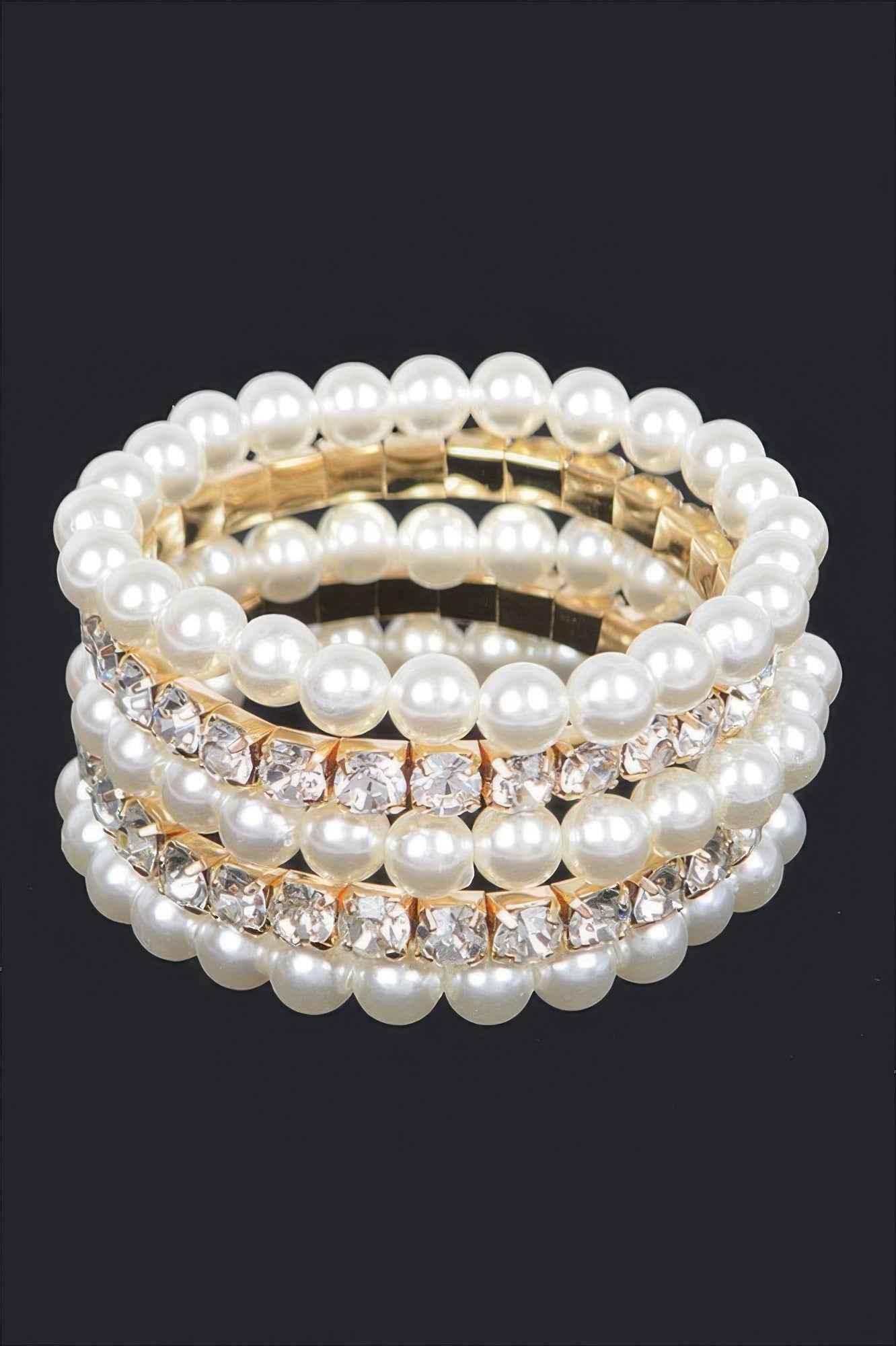 Faux Pearl Rhinestone Stretch Bracelet Faux Pearl Rhinestone Stretch Bracelet