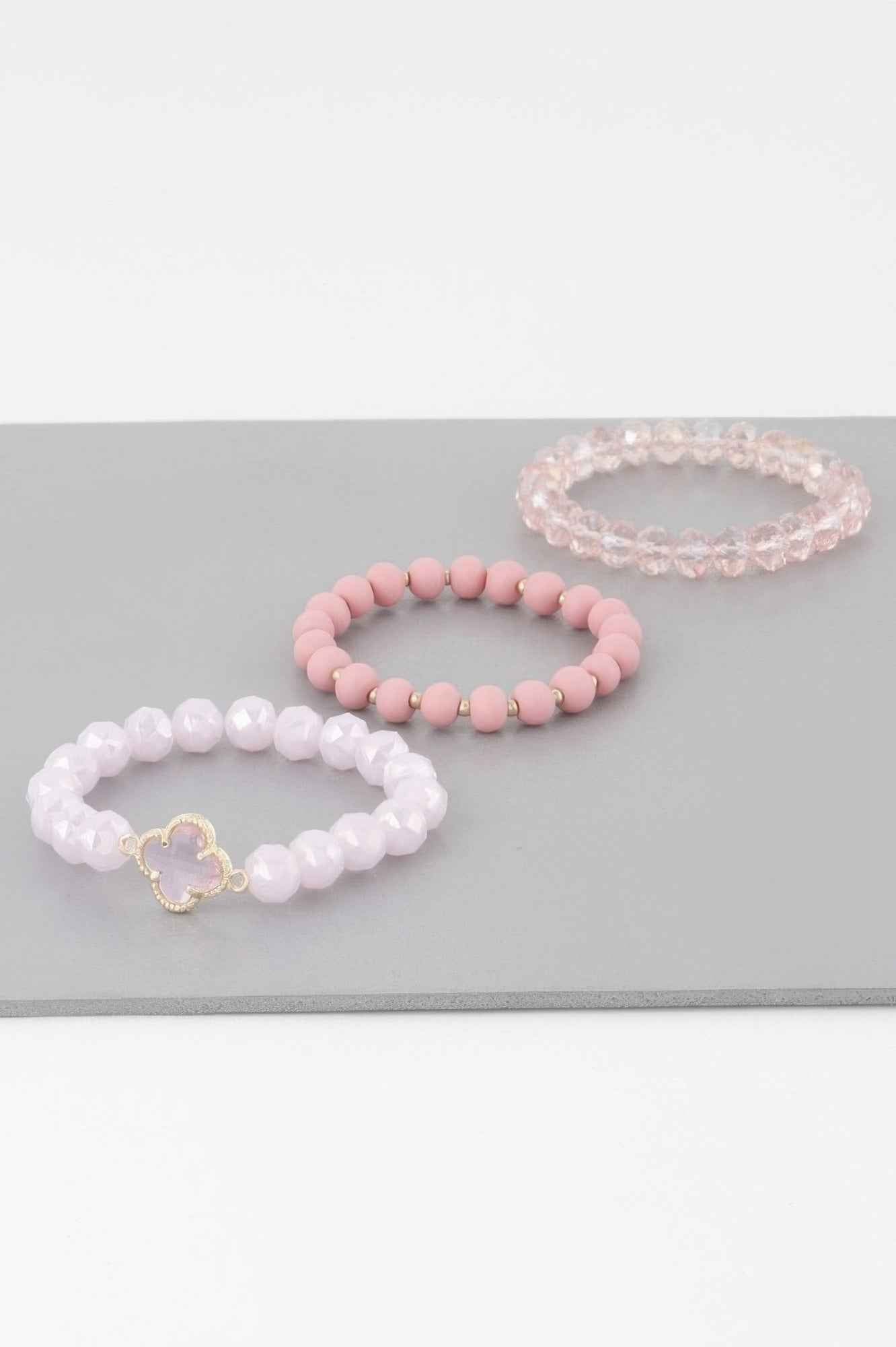 Triple Crystal Clover Bead Bracelet Triple Crystal Clover Bead Bracelet