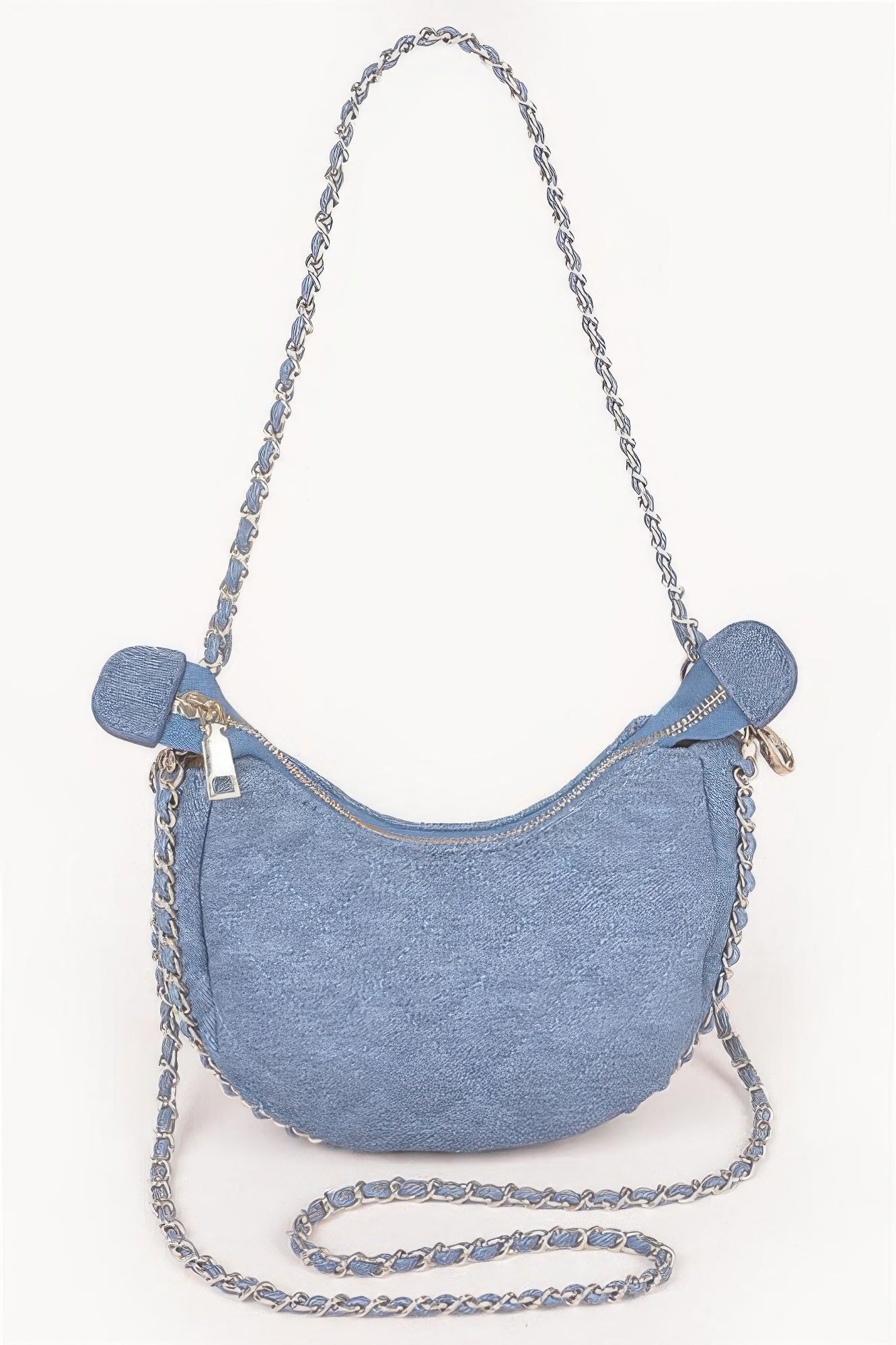 Vegan Denim Leather Chain Crossbody Bag product image