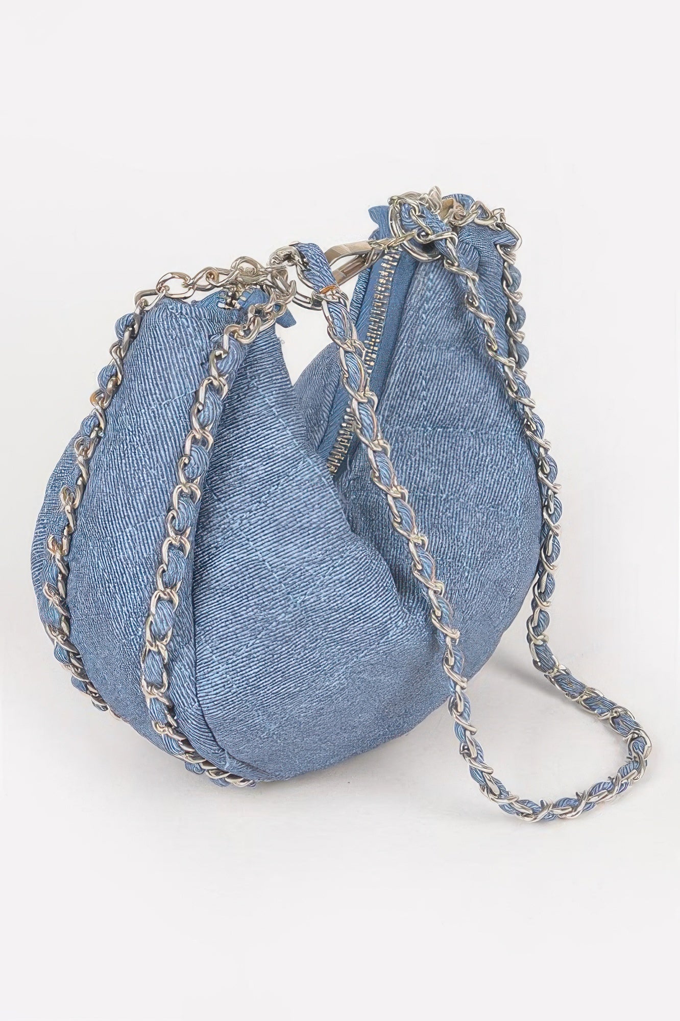 Vegan Denim Leather Chain Crossbody Bag product image