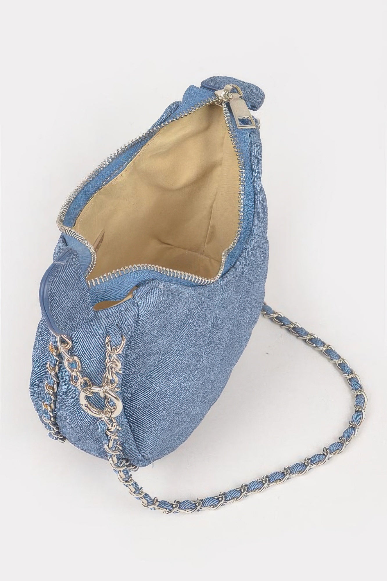 Vegan Denim Leather Chain Crossbody Bag product image
