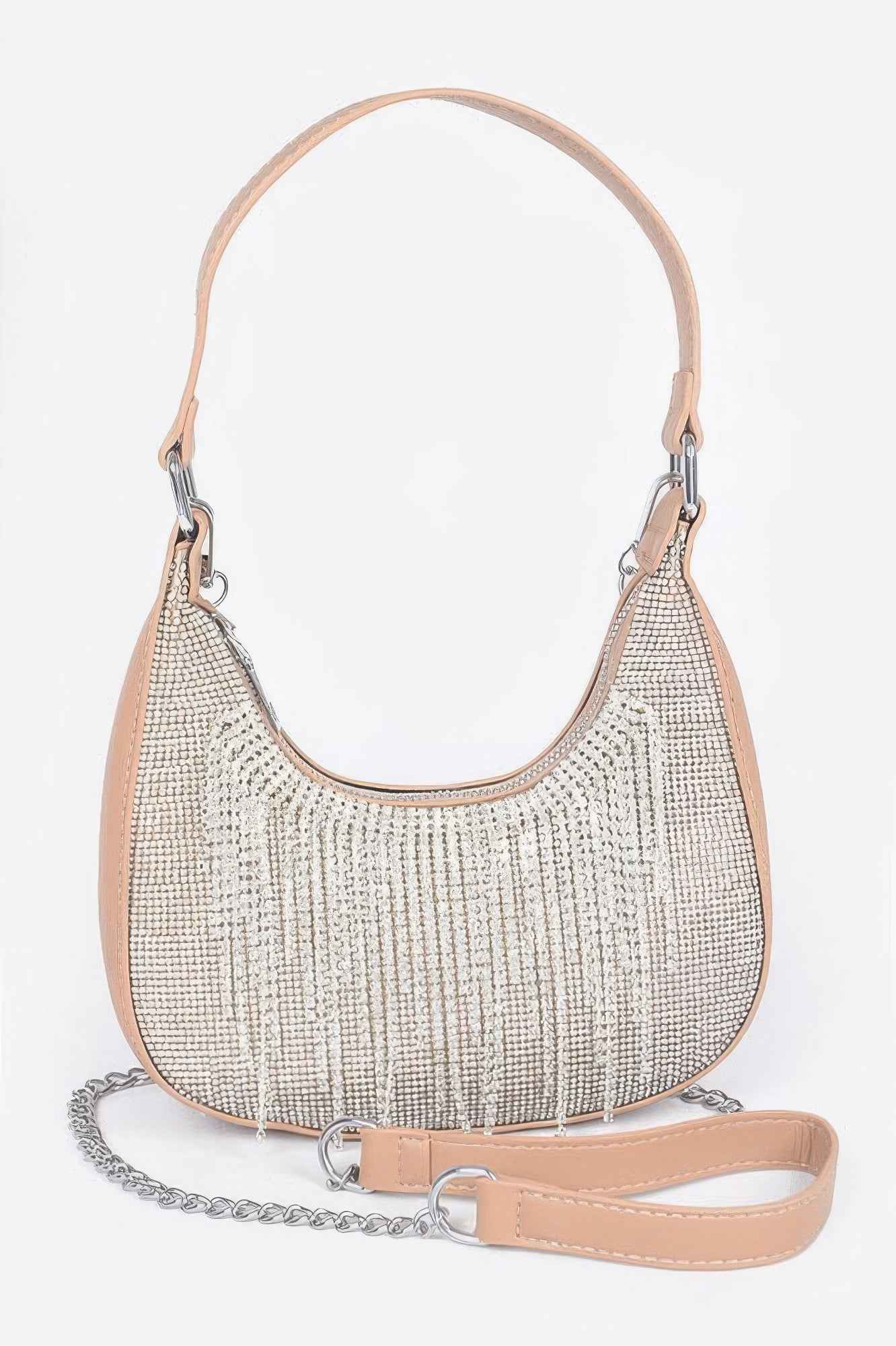 Hot Fix Stones Rhinestones Fringe Hobo Bag Hot Fix Stones Rhinestones Fringe Hobo Bag