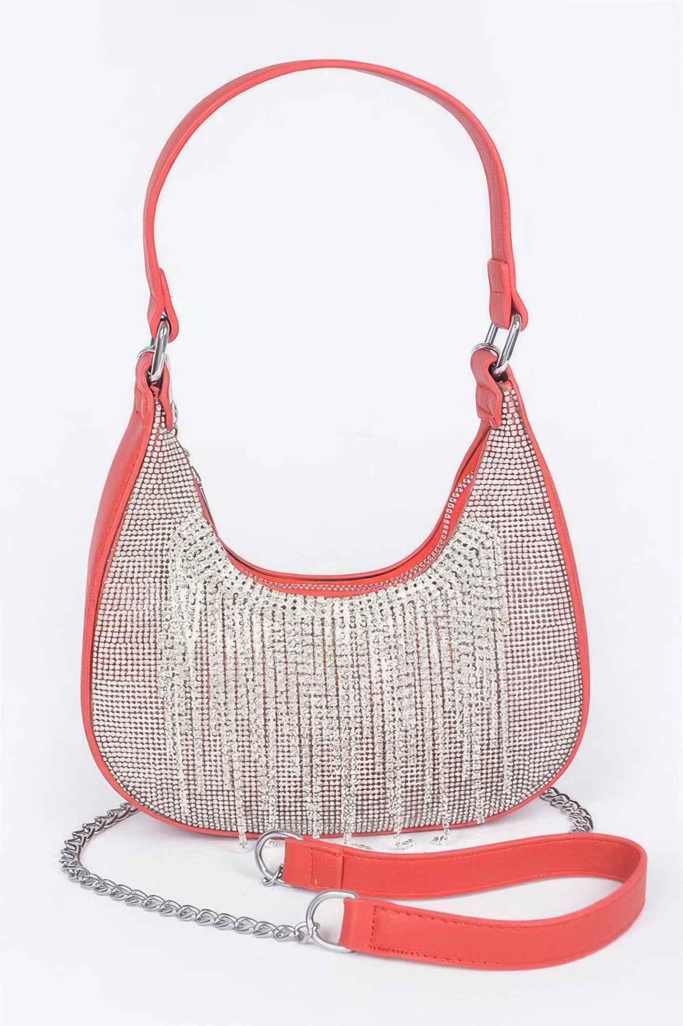 Hot Fix Stones Rhinestones Fringe Hobo Bag Hot Fix Stones Rhinestones Fringe Hobo Bag