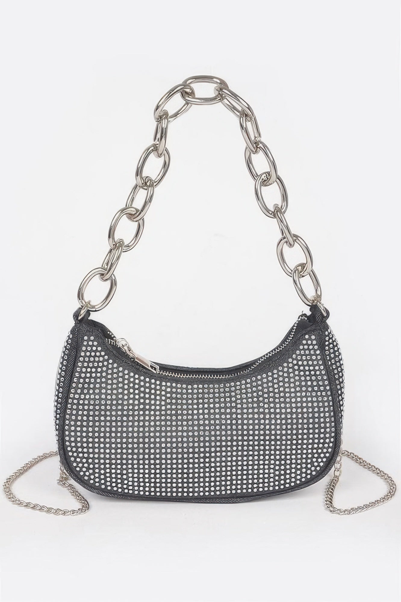 Hot Fix Stone Small Hobo Bag W/chain product image