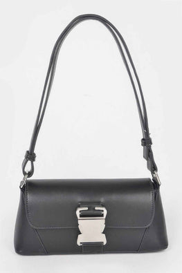 Faux Leather Metal Buckle Shoulder Bag