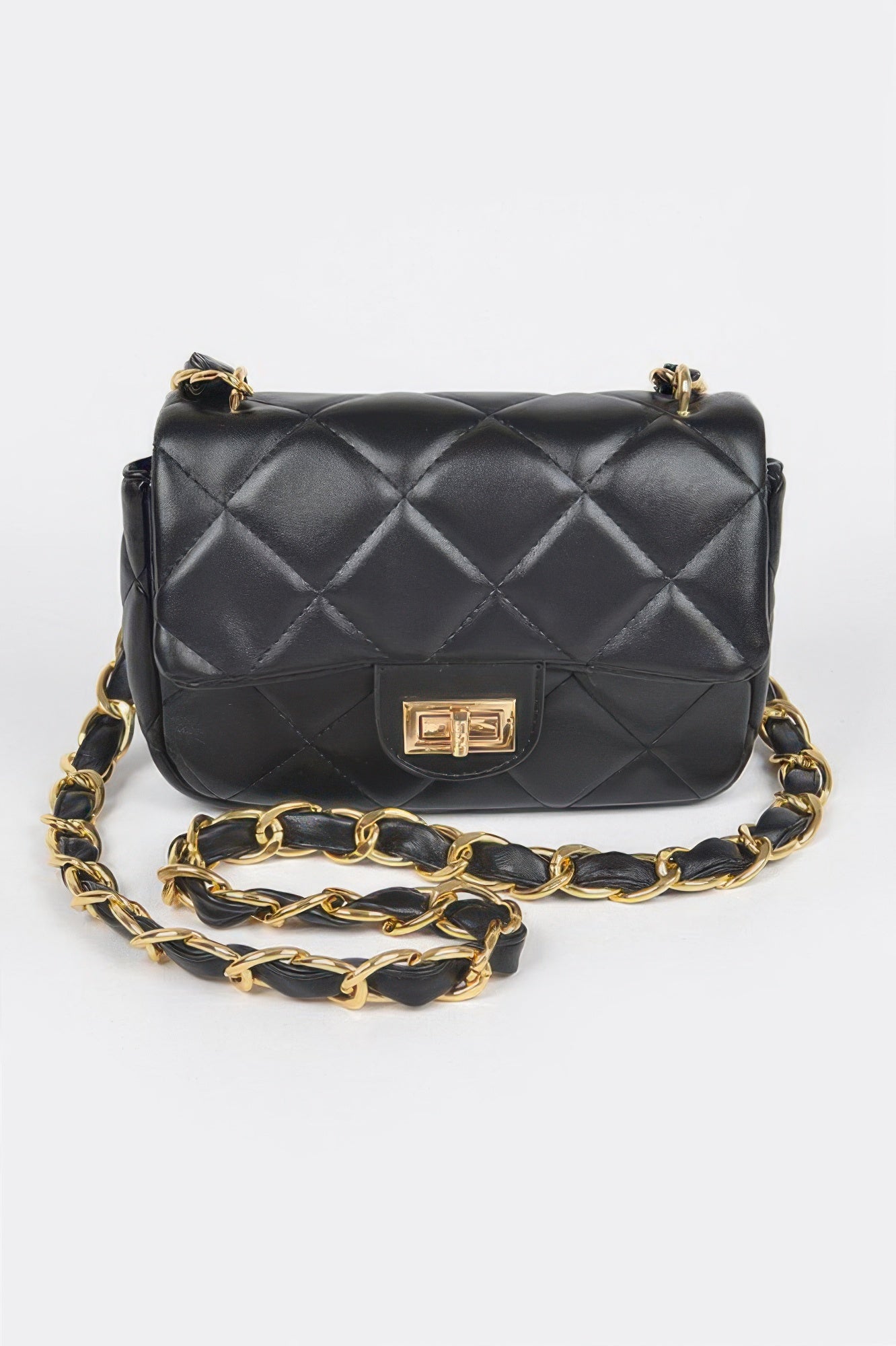 Quilted Faux Leather Chain Shoulder Bag product image