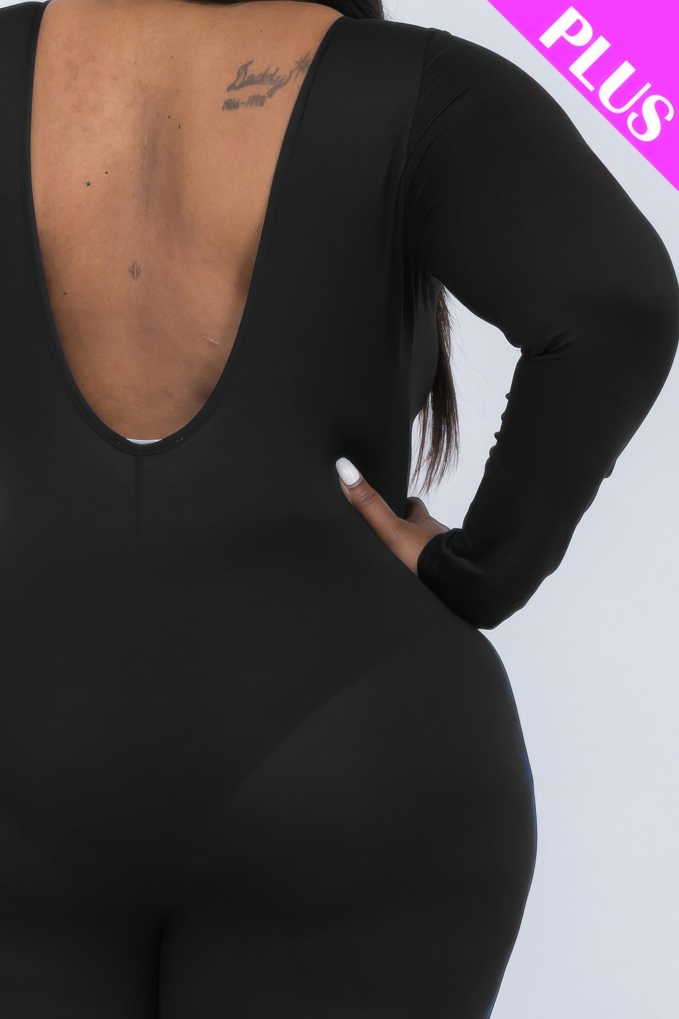 Plus Size Scoop Neck Long Sleeve Bodycon Jumpsuit product image