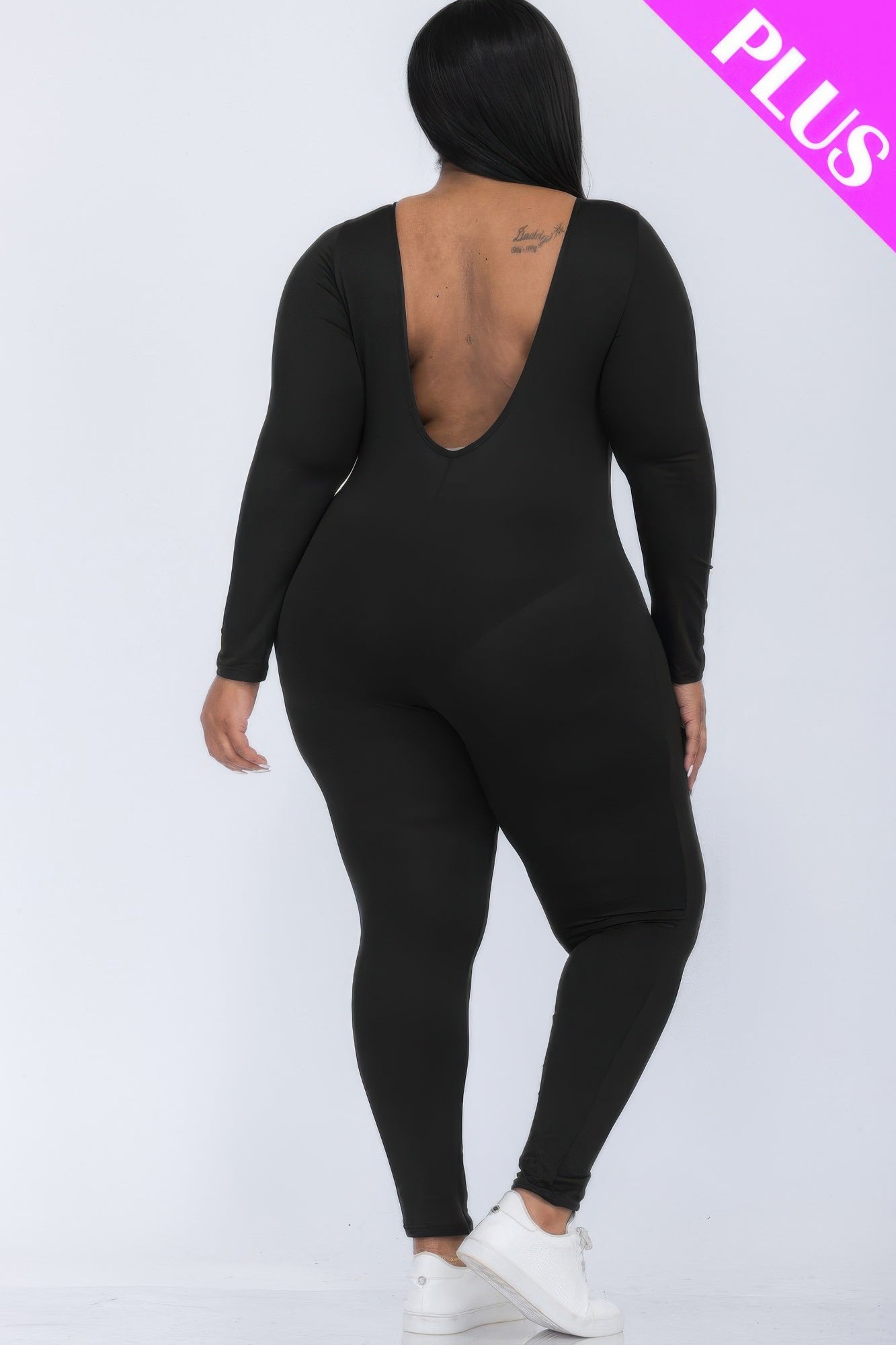 Plus Size Scoop Neck Long Sleeve Bodycon Jumpsuit product image