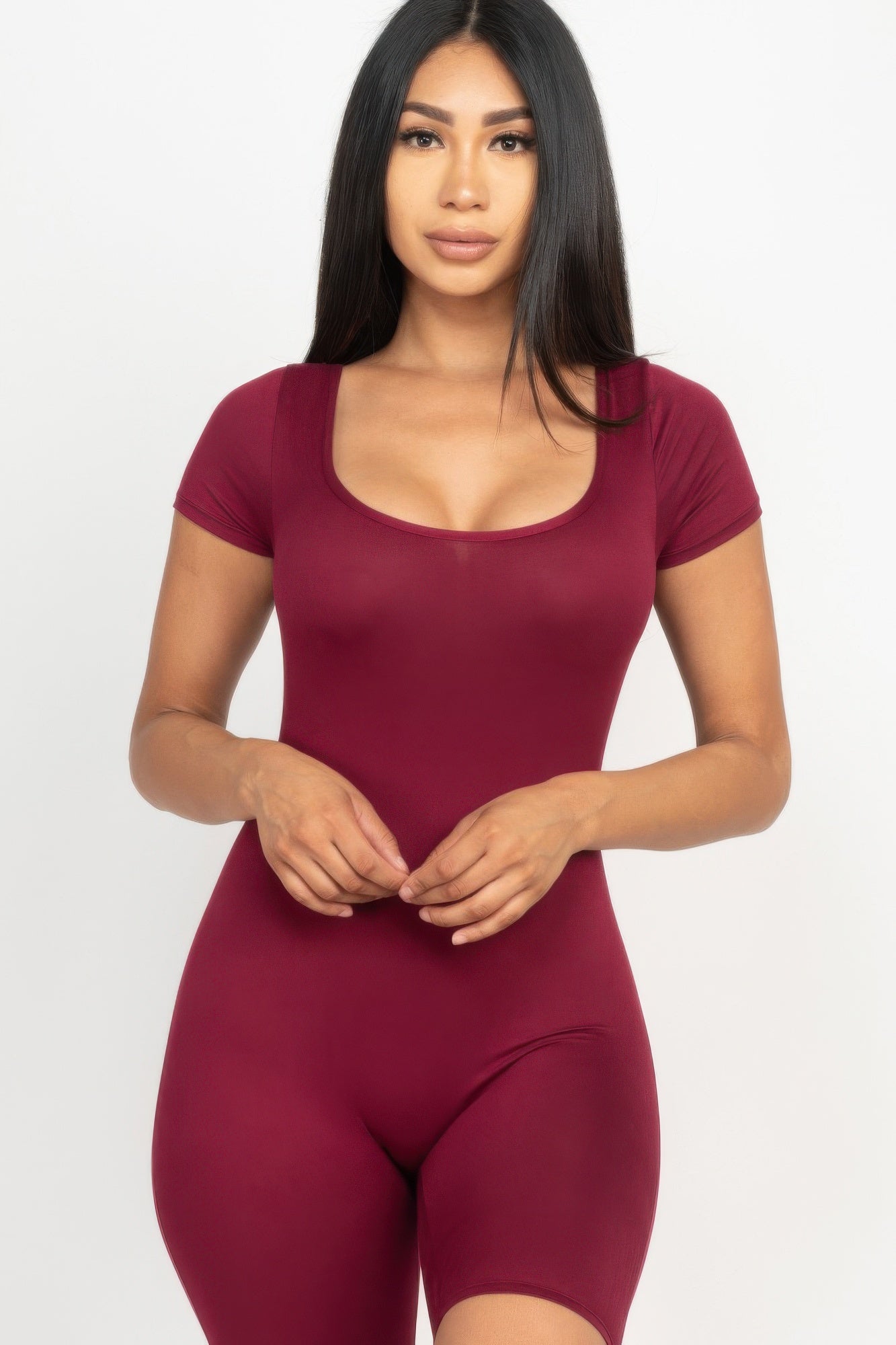 Short Sleeve Scoop Neck Bodycon Romper product image