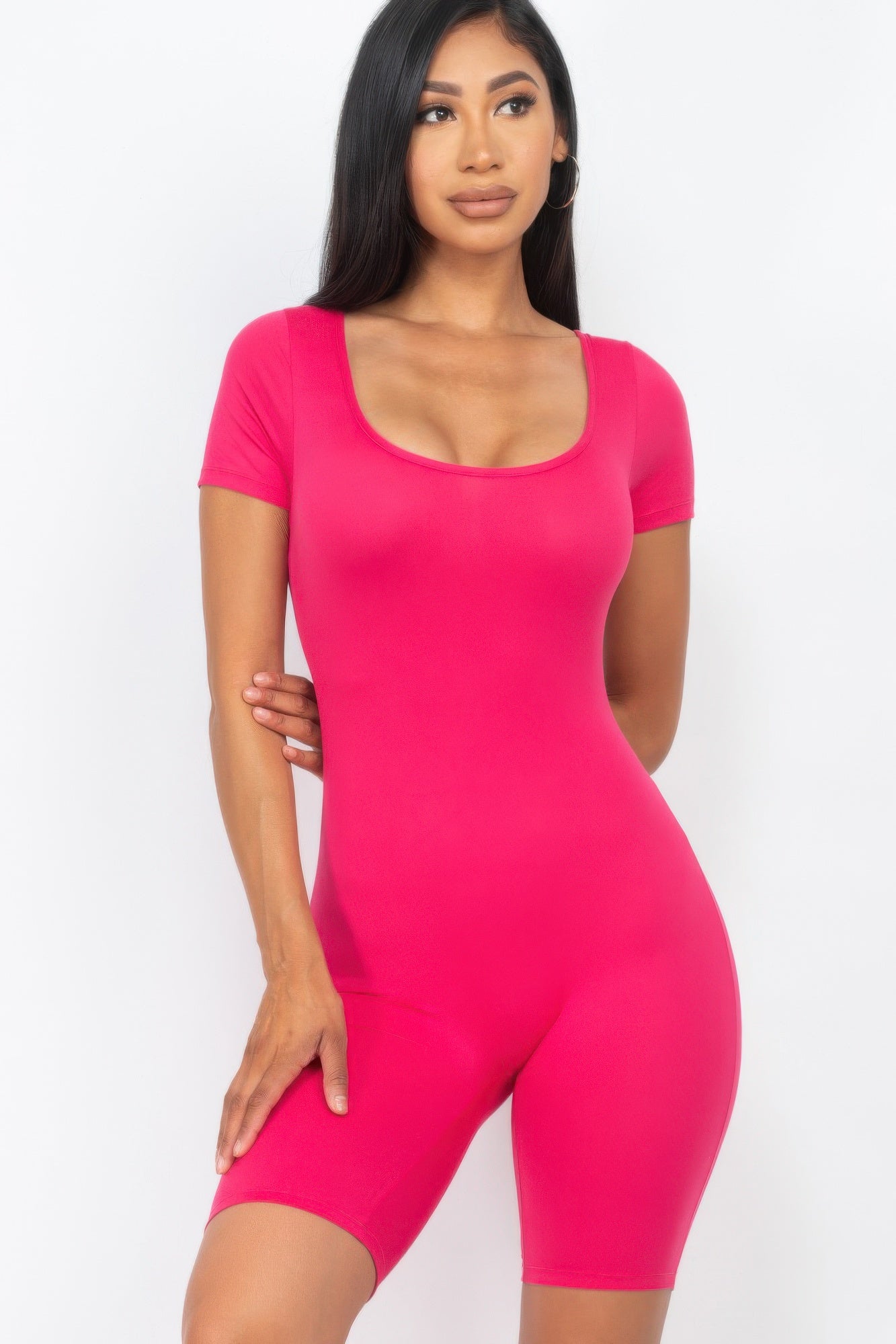 Short Sleeve Scoop Neck Bodycon Romper product image