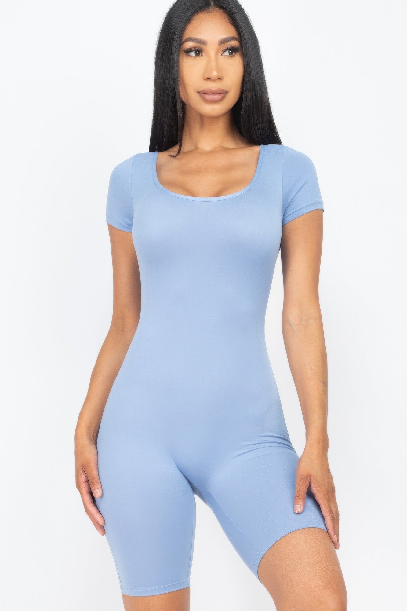 Short Sleeve Scoop Neck Bodycon Romper product image